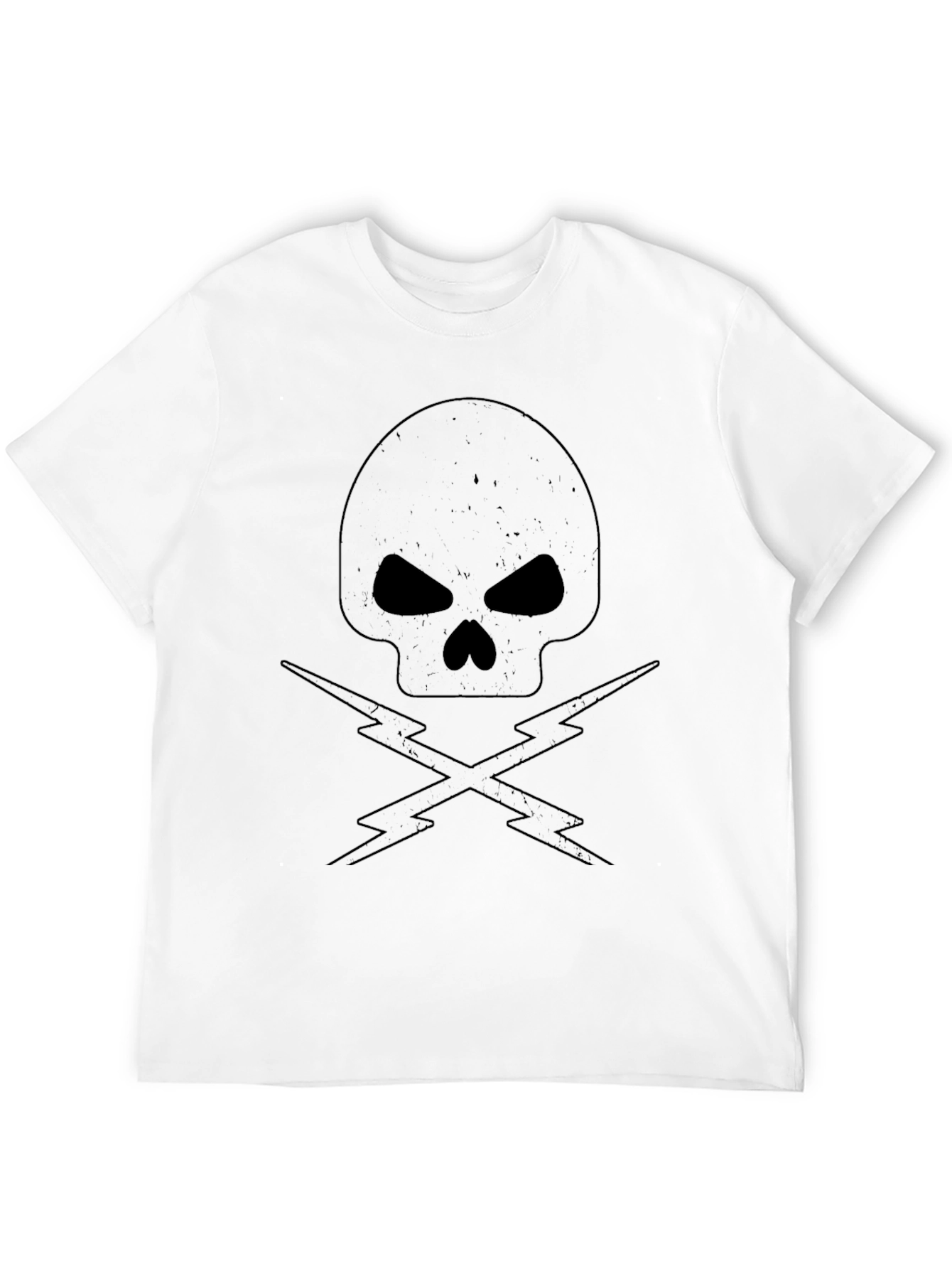 Black Skull & Lightning Bolt Black Graphic Tee view 12