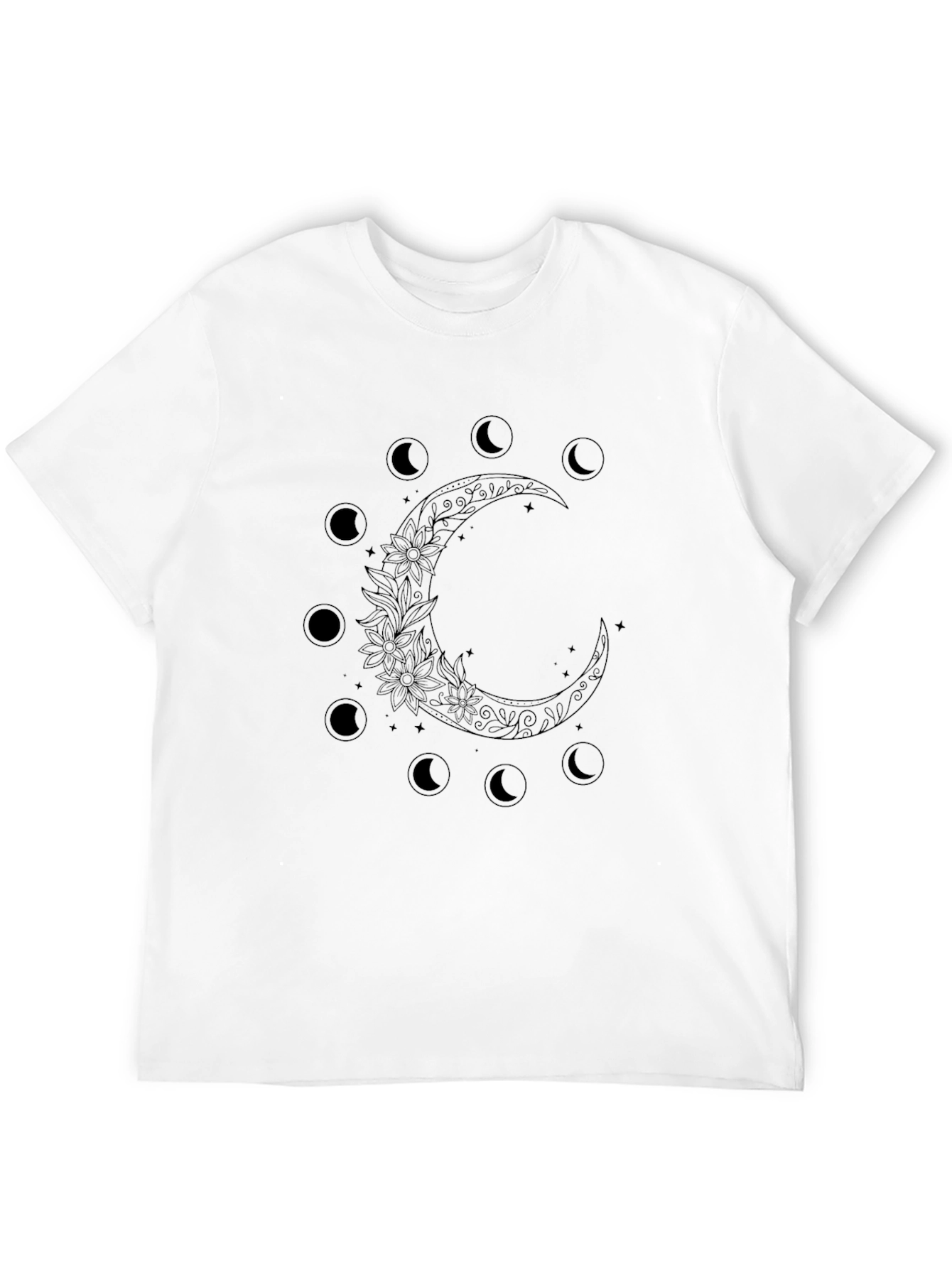 Black Celestial Moon Phases Black Graphic Tee view 12