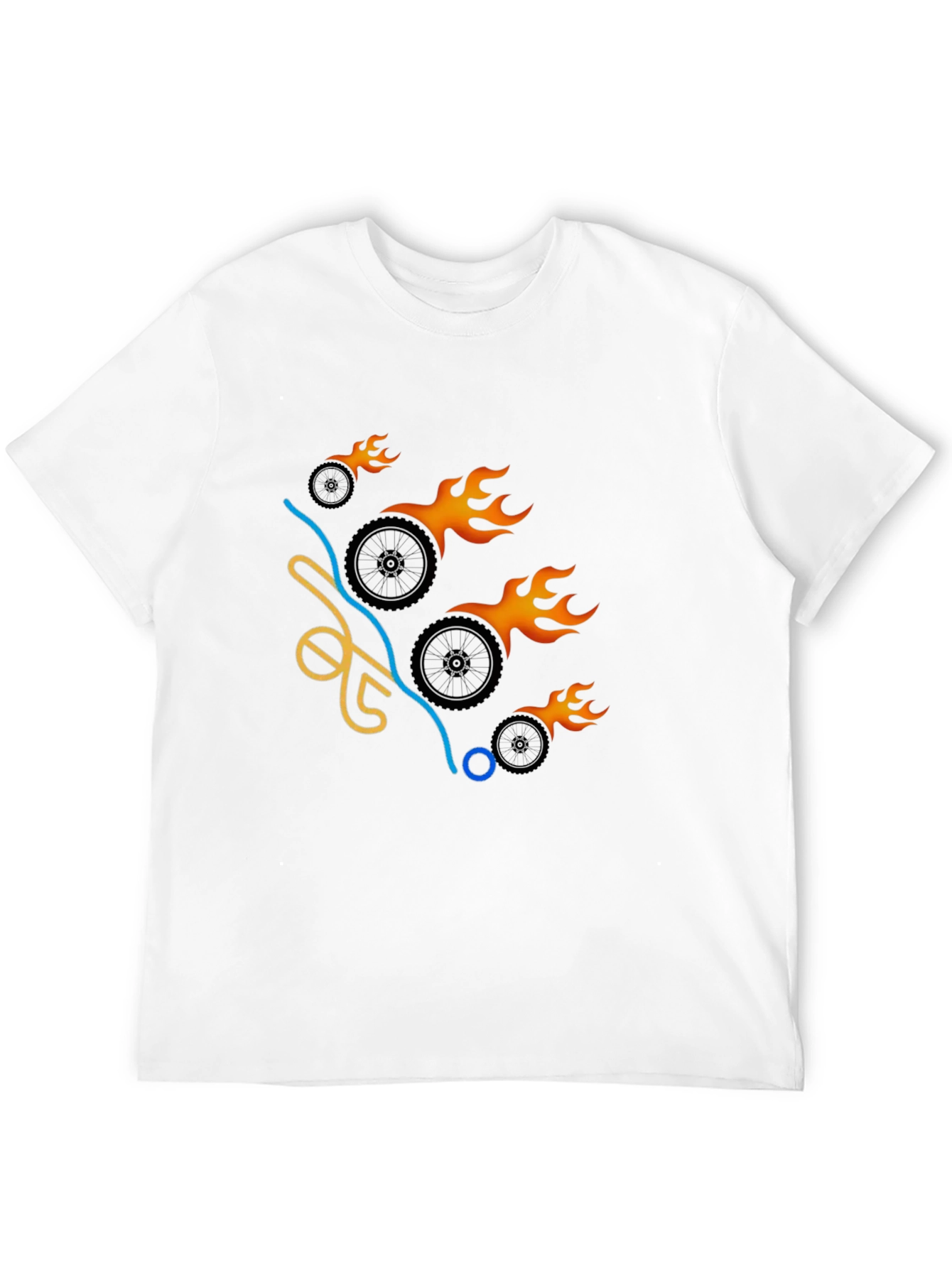 Black Flaming Wheels Graphic Tee - Cool & Casual view 12