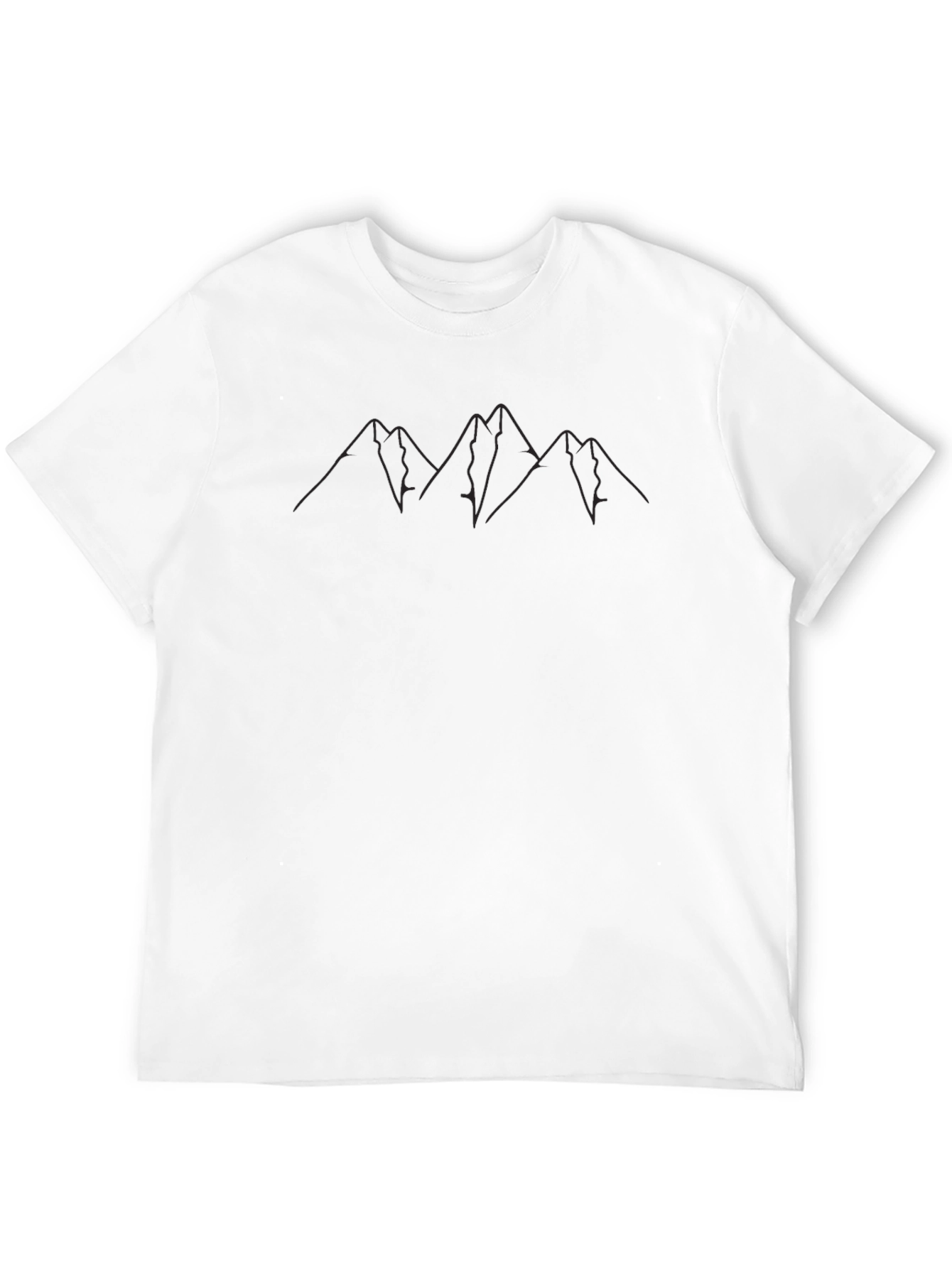 Black Minimalist Mountain Line Art Black T-Shirt view 12