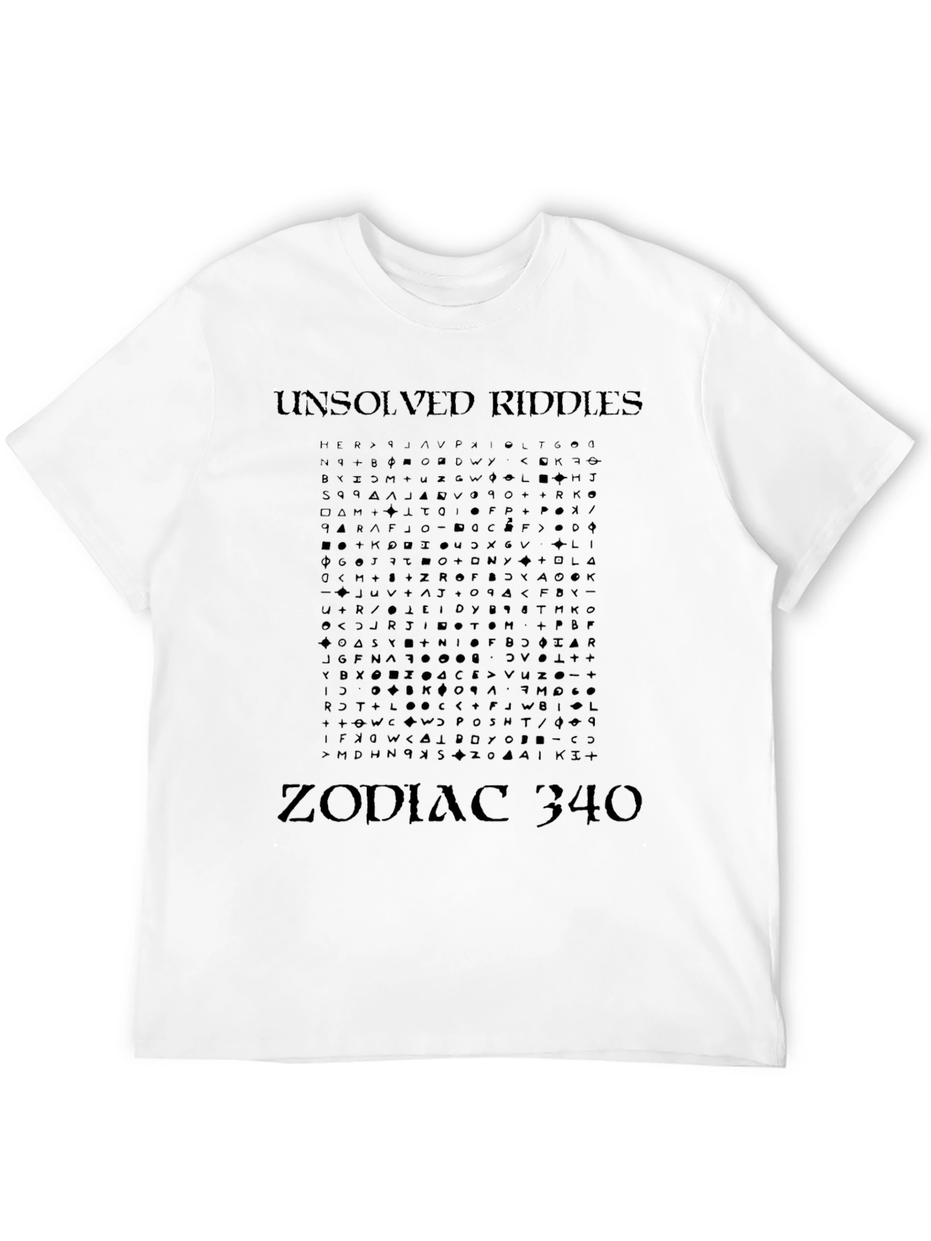 Black Unsolved Riddles Zodiac 340 Graphic T-Shirt view 12