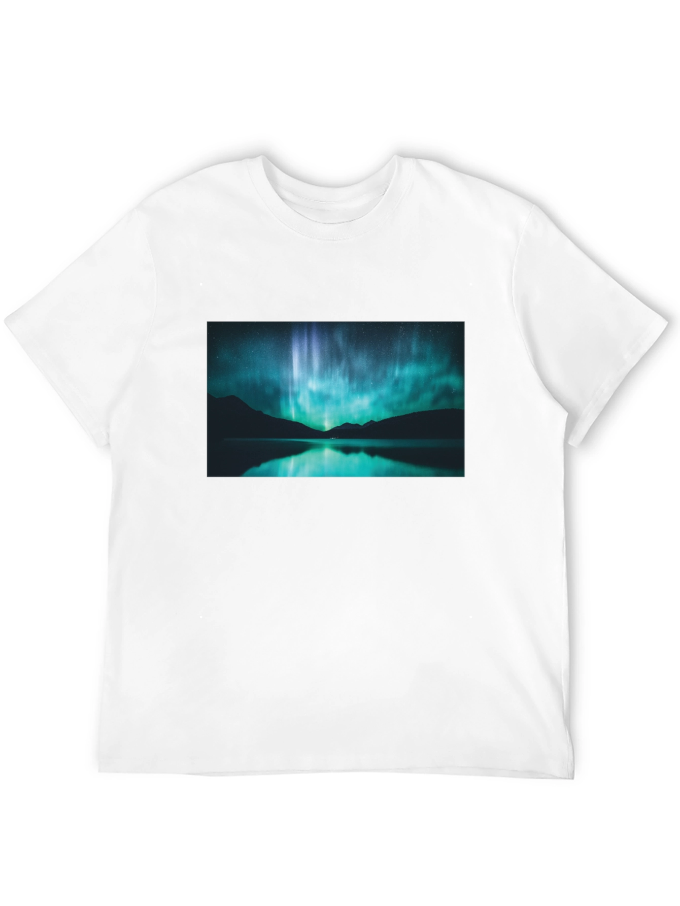 Black Aurora Borealis Graphic Tee - Midnight Lake view 12