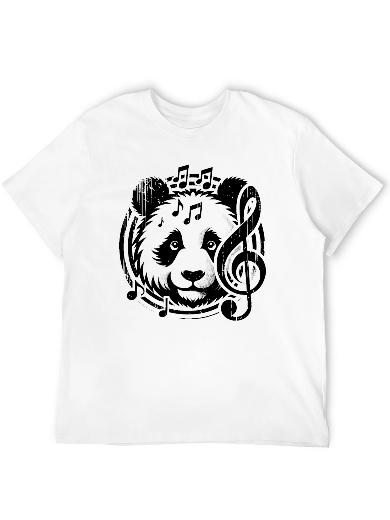 Black Musical Panda Graphic Tee - Cool Black Cotton T-Shirt view 12