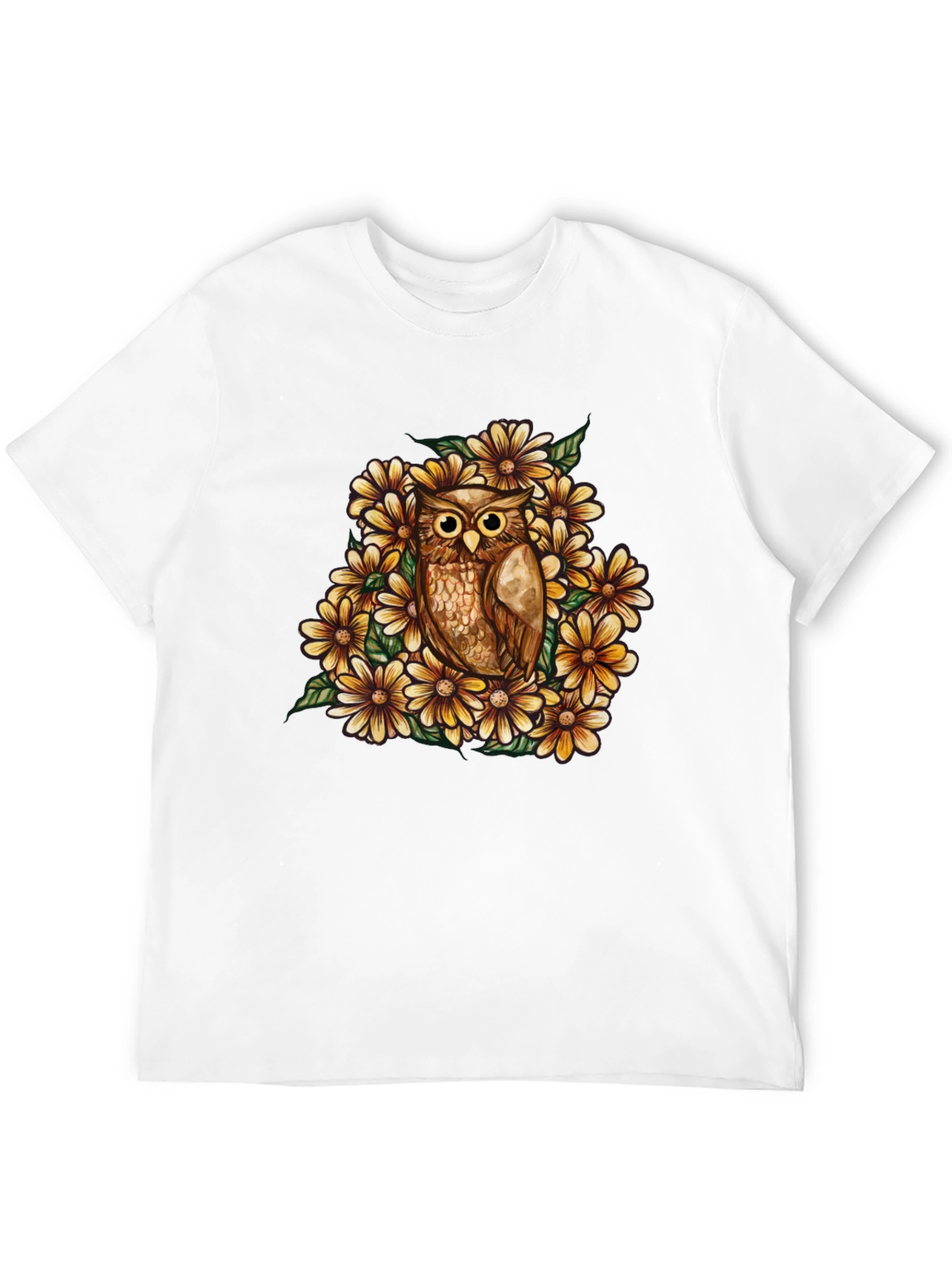 Black Owl & Floral Graphic Black T-Shirt view 12