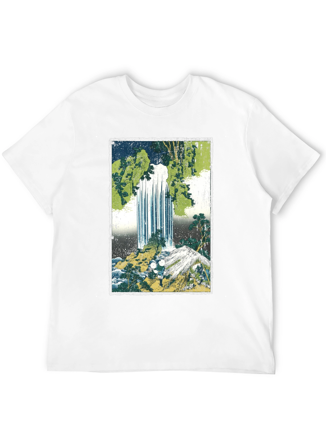 Black Waterfall Graphic Tee - Men's Black Cotton T-Shirt view 12