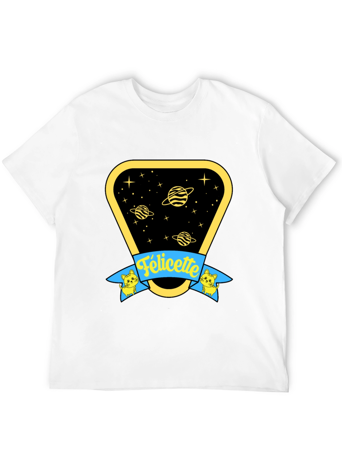 Black Felicette Cat Space T-Shirt - Unisex Cotton Tee view 12