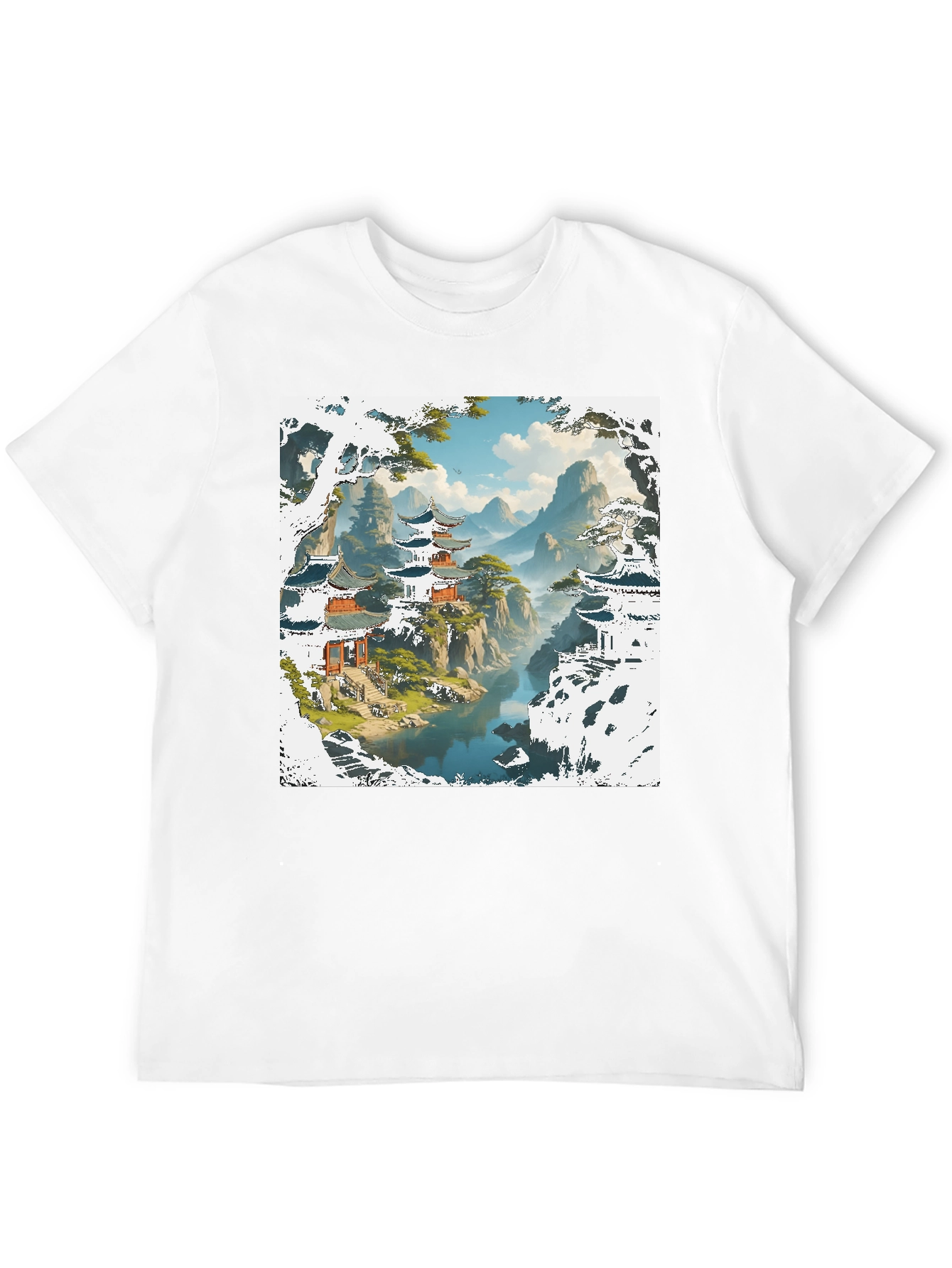 Black Asian Landscape Graphic Tee view 12