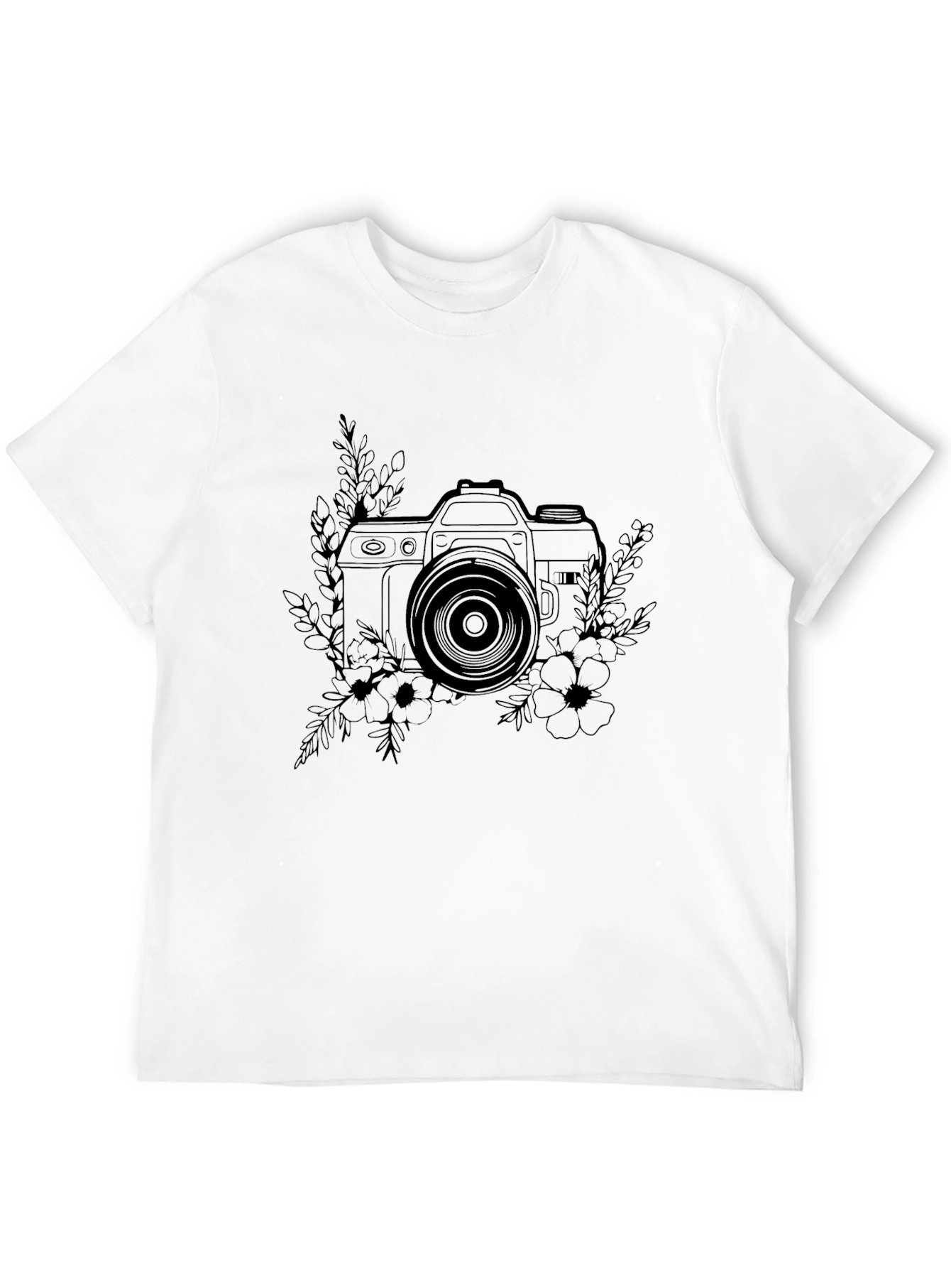 Black Floral Camera Graphic T-Shirt view 12