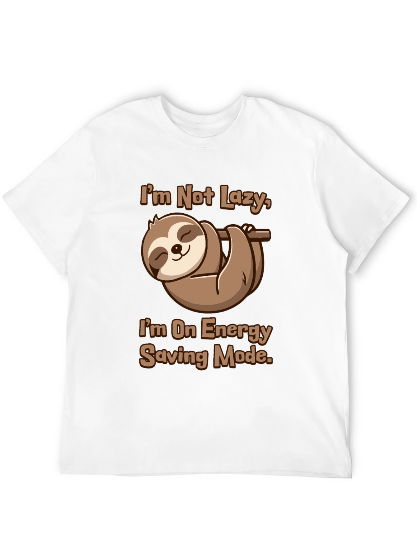 Black Funny Sloth Energy Saving Mode Graphic Tee view 12