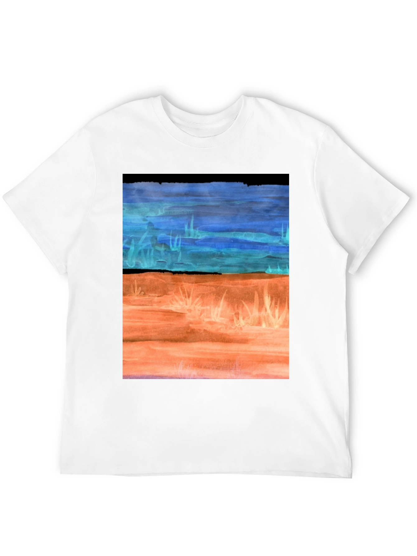 Black Watercolor Landscape T-Shirt - Artsy Graphic Tee view 12