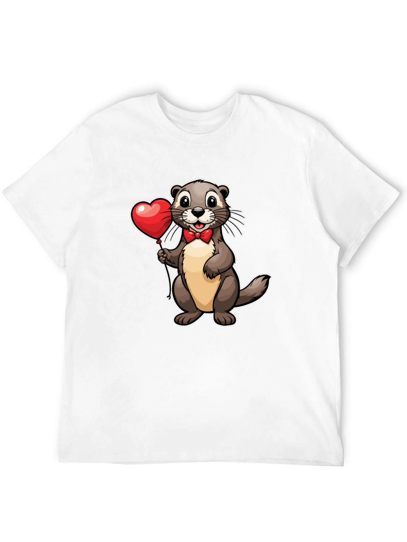 Black Otter with Heart Balloon T-Shirt - Valentine's Day Tee view 12