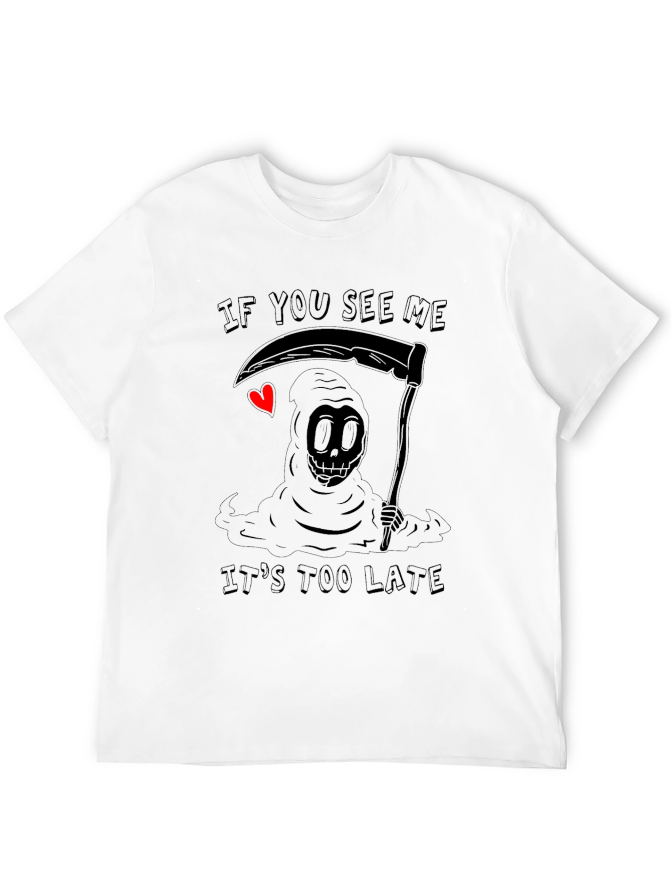 Black Grim Reaper Graphic Tee - If You See Me, It's Too Late view 12