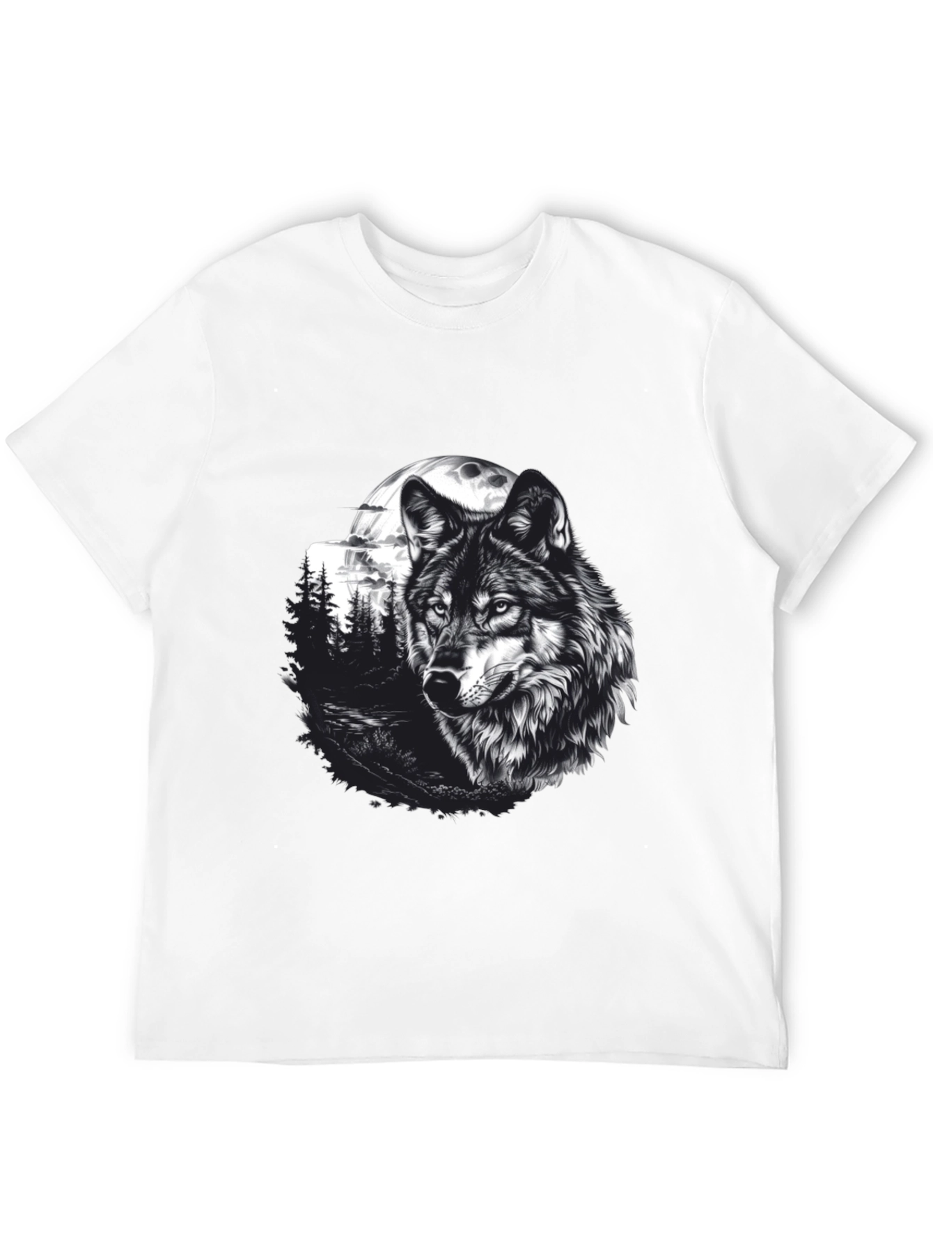 Black Wolf Moon Graphic Tee - Black Cotton T-Shirt view 12