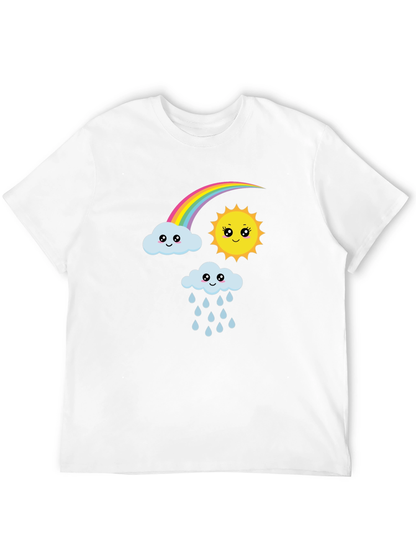 Black Cute Cartoon Weather Graphic Black T-Shirt view 12