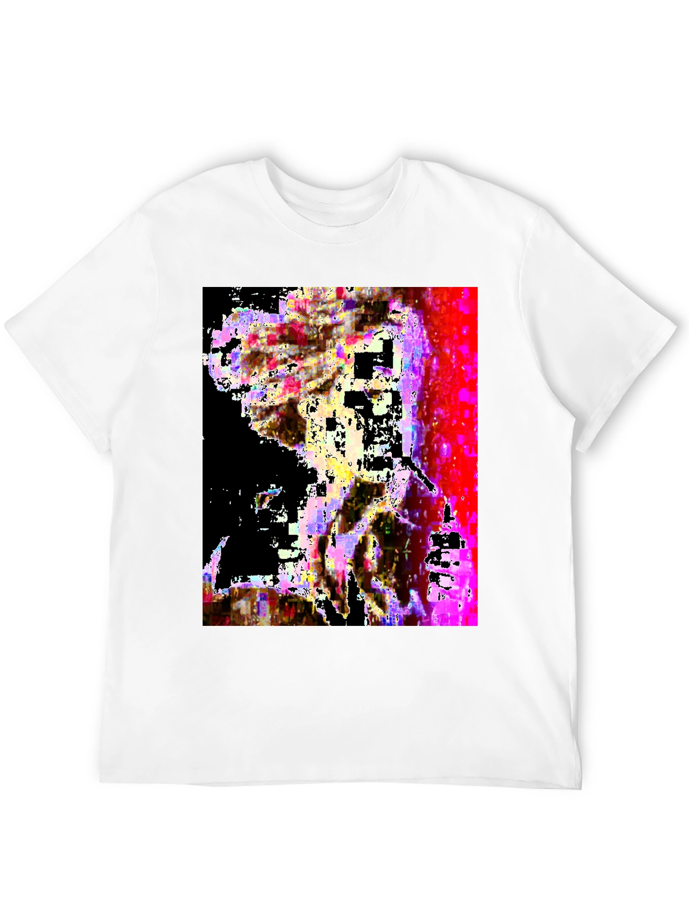 Black Abstract Glitch Art Black T-Shirt view 12