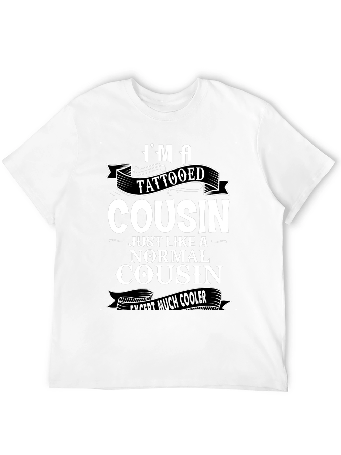 Black Tattooed Cousin Graphic Tee - Cool Family Humor T-Shirt view 12