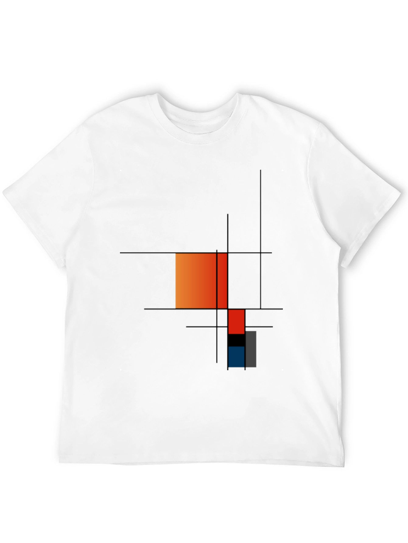 Black Modern Art Graphic Tee - Geometric Mondrian Style view 12