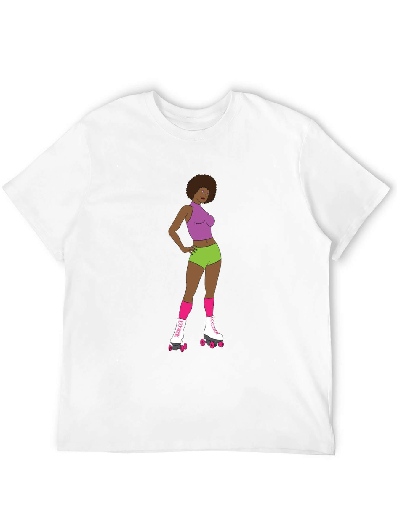 Black Retro Roller Girl T-Shirt view 12