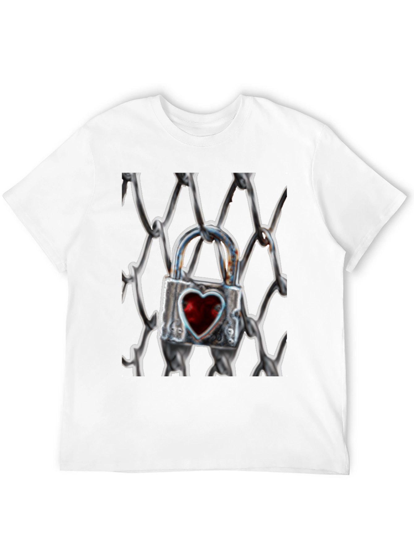Black Heart Lock on Chains T-Shirt view 12