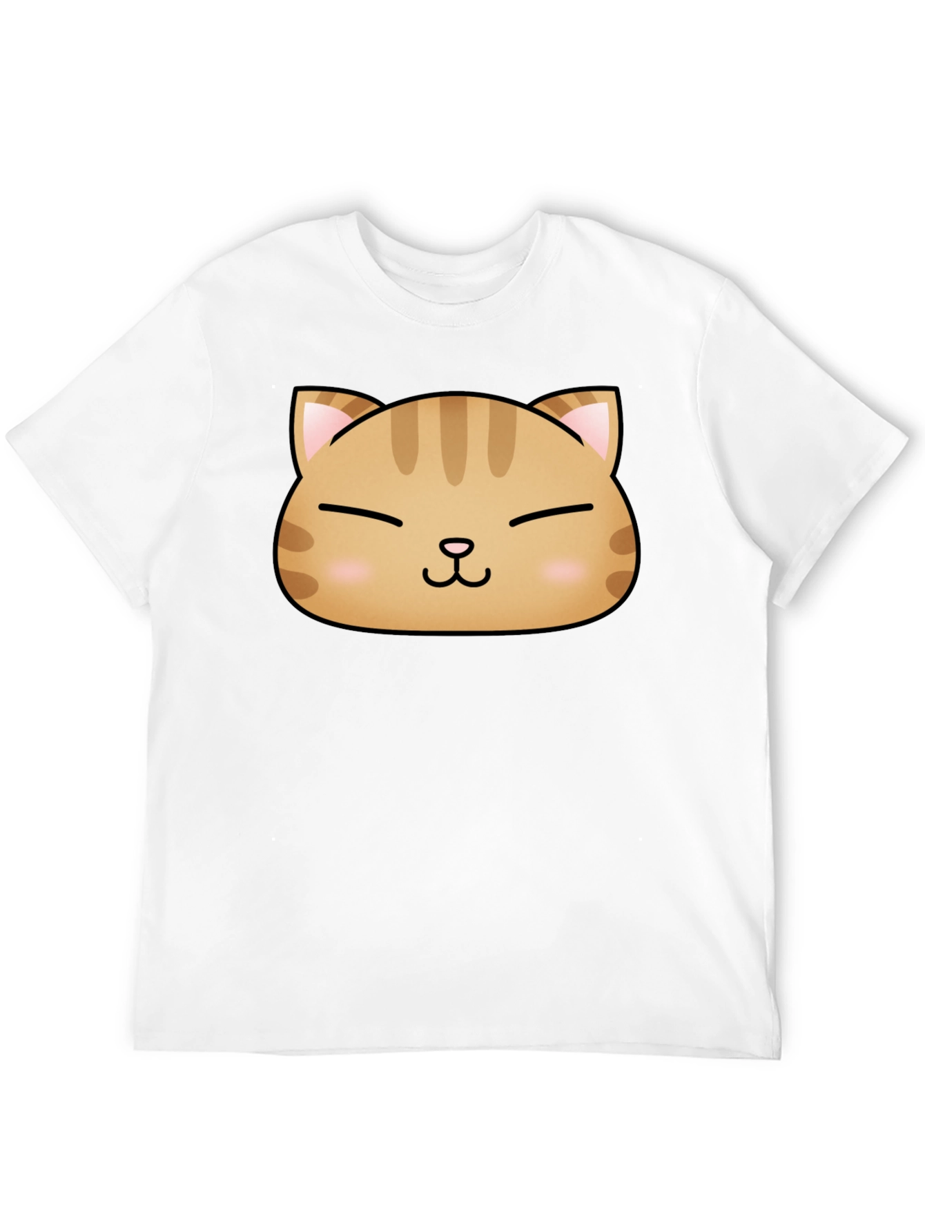 Black Cute Cat Face Graphic Print Black T-Shirt view 12