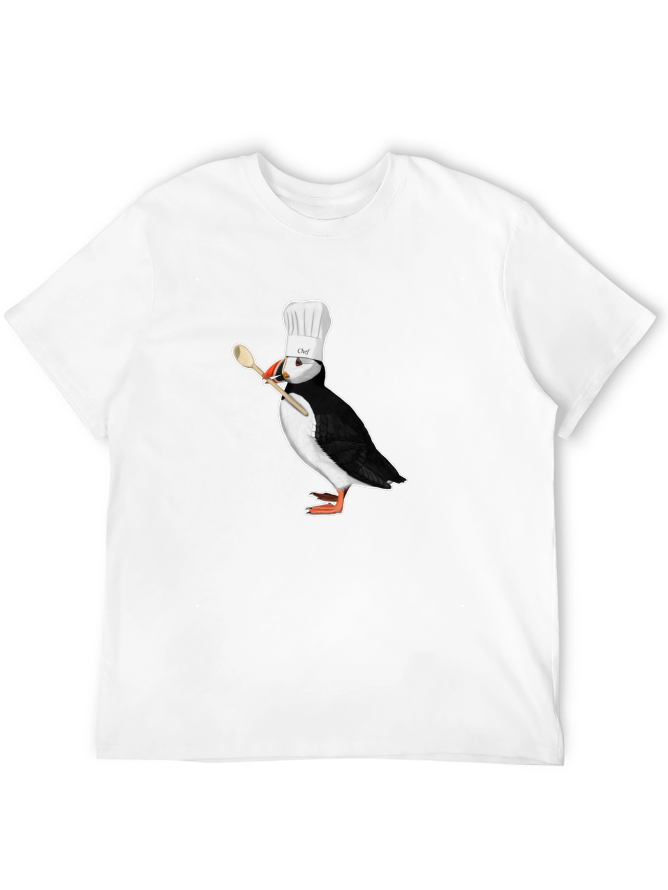 Black Chef Puffin T-Shirt - Black Cotton Tee view 12