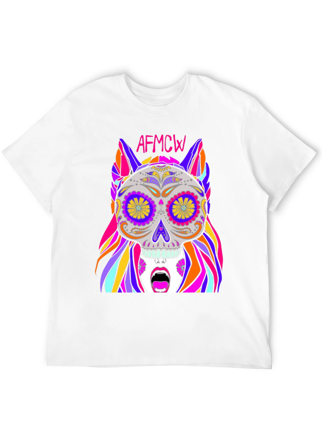 Black Colorful Sugar Skull Graphic Tee - Unique Design view 12