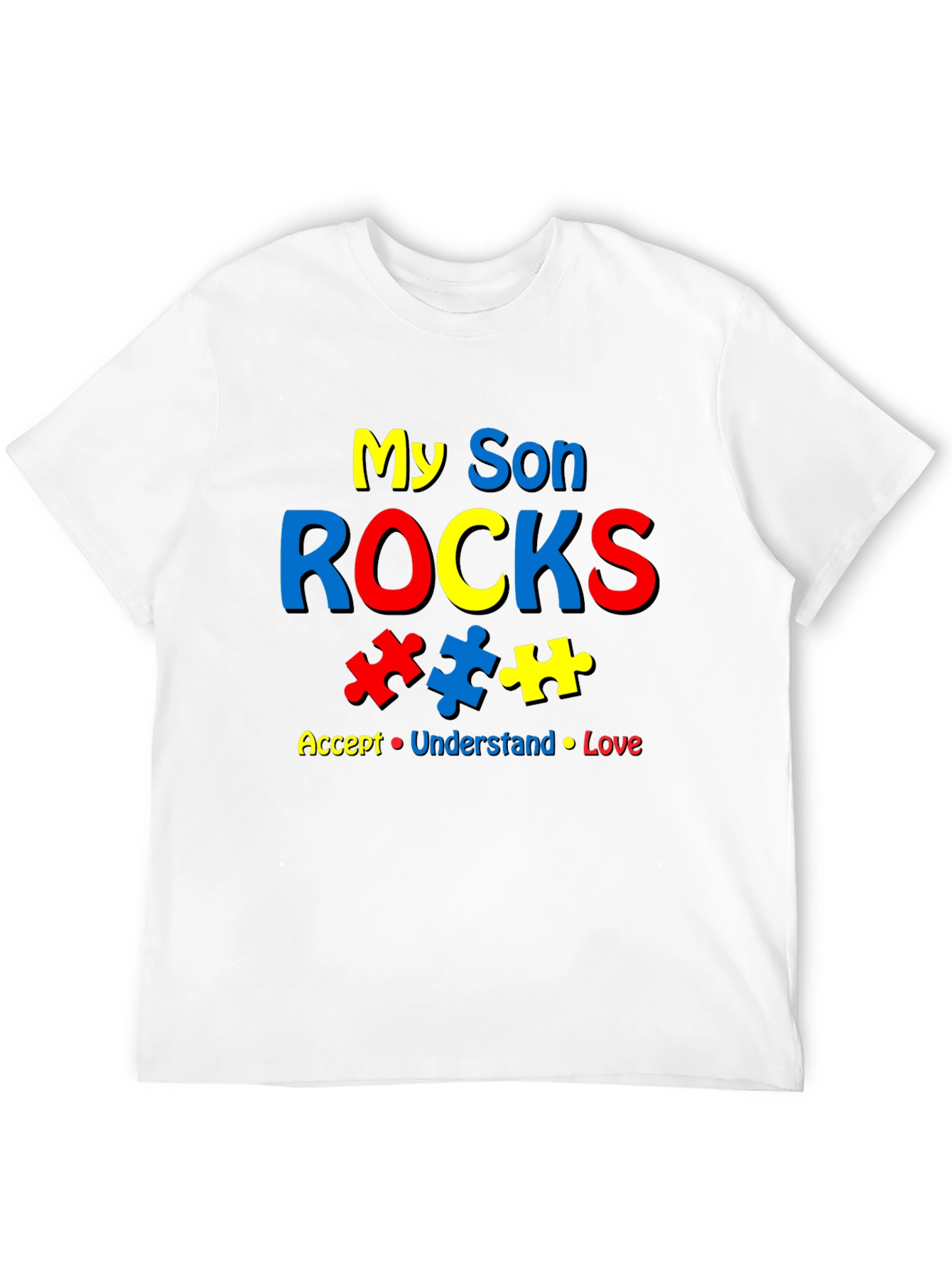 Black My Son Rocks Autism Awareness T-Shirt view 12
