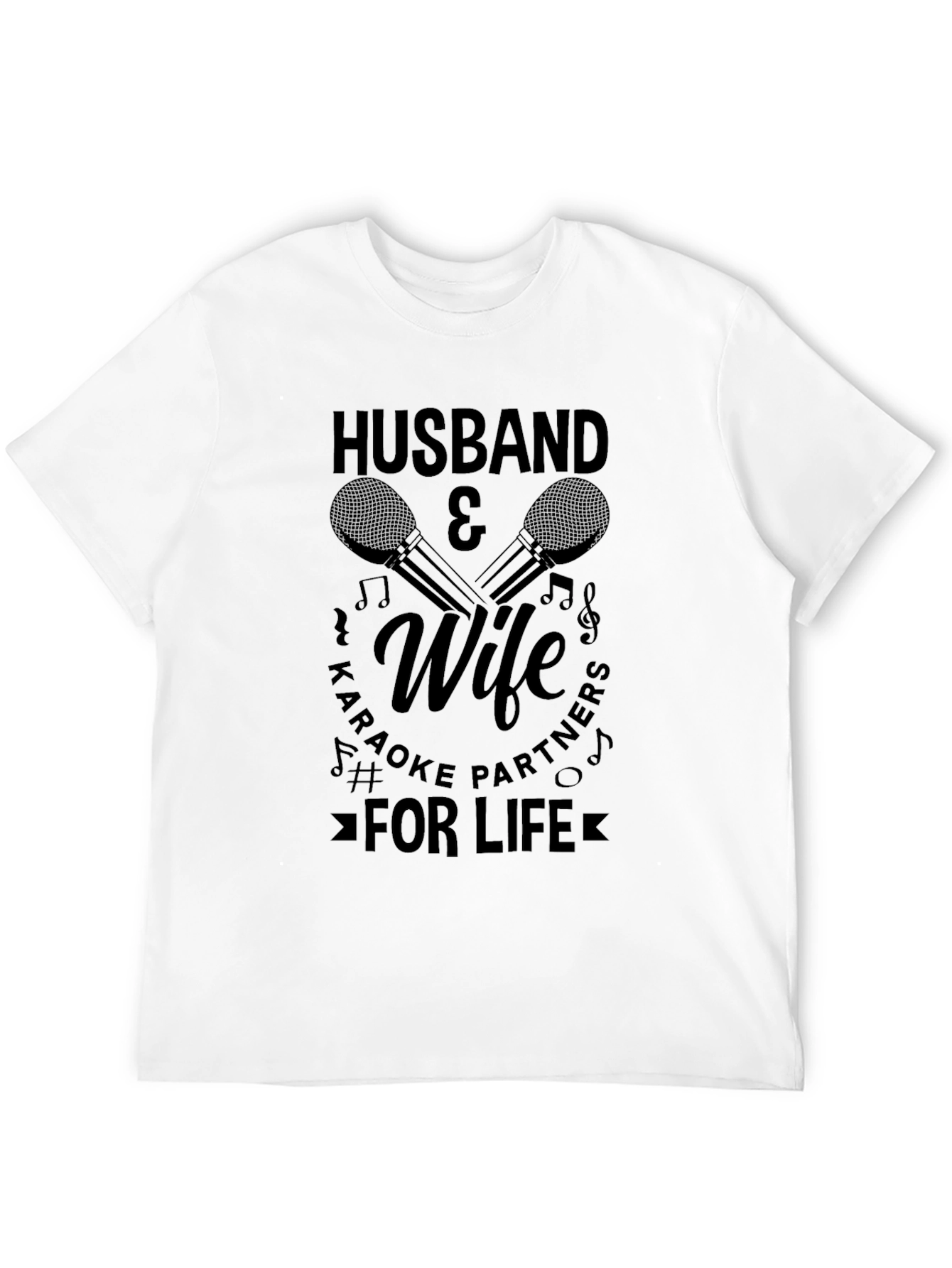 Black Husband & Wife Karaoke Partners T-Shirt view 12