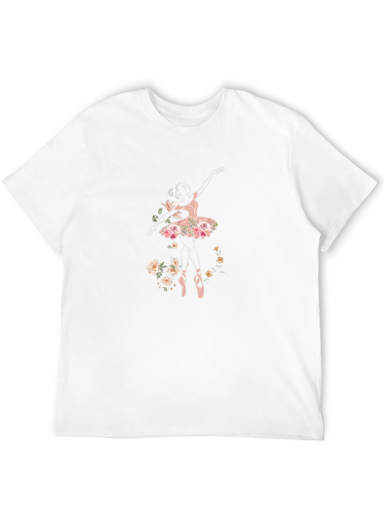 Black Floral Ballerina Graphic Tee - Black Cotton Comfort view 12