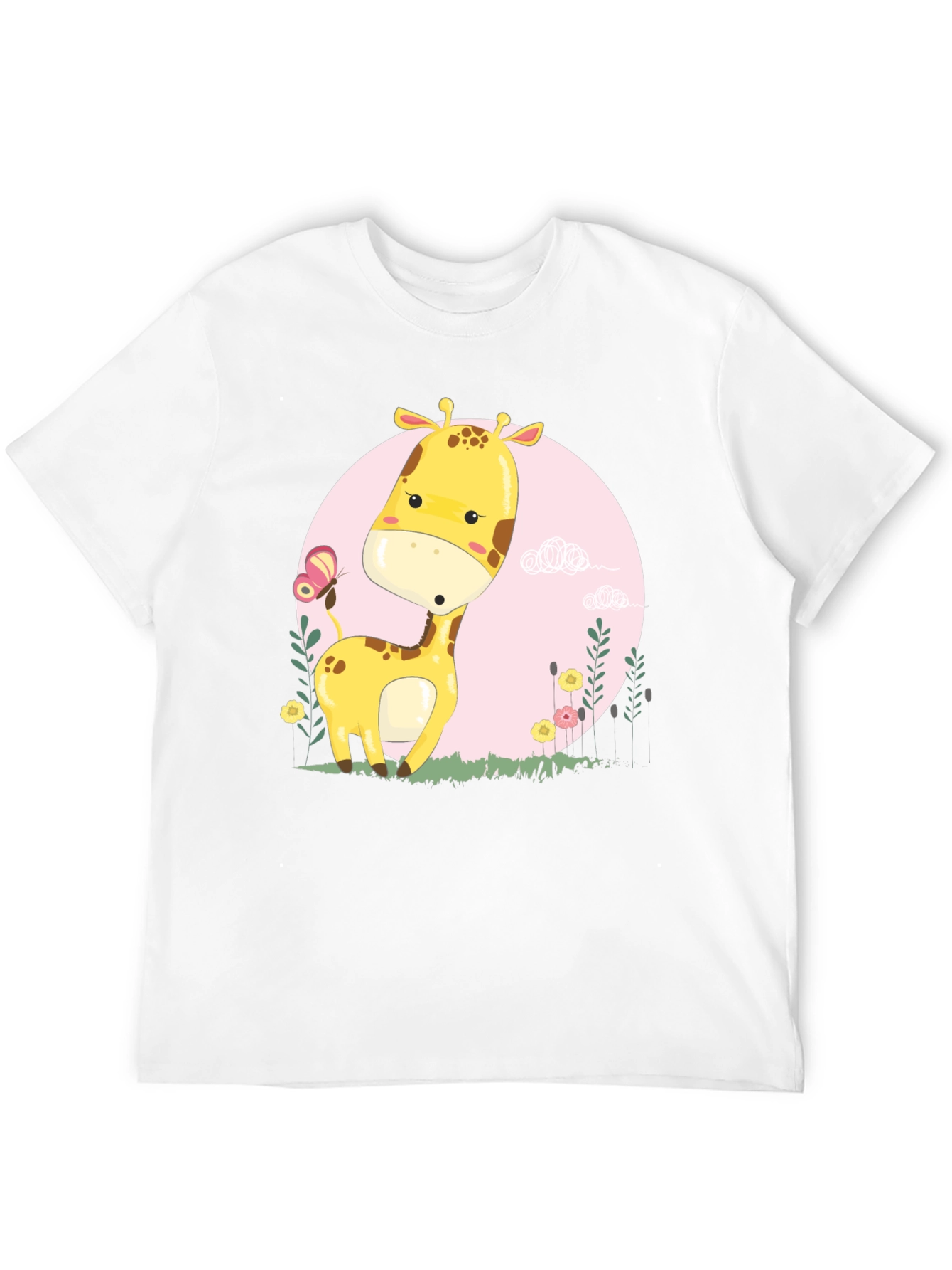 Black Cute Giraffe Cartoon Graphic Tee - Black view 12