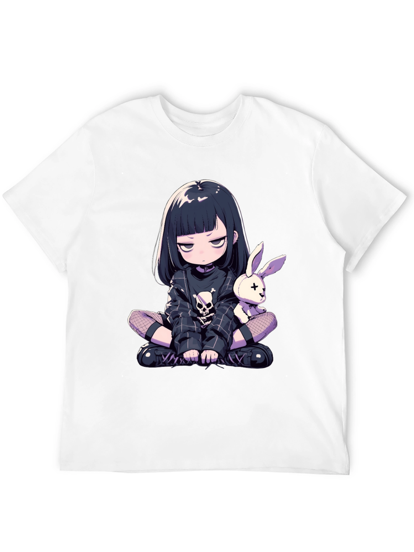 Black Anime Goth Girl T-Shirt view 12