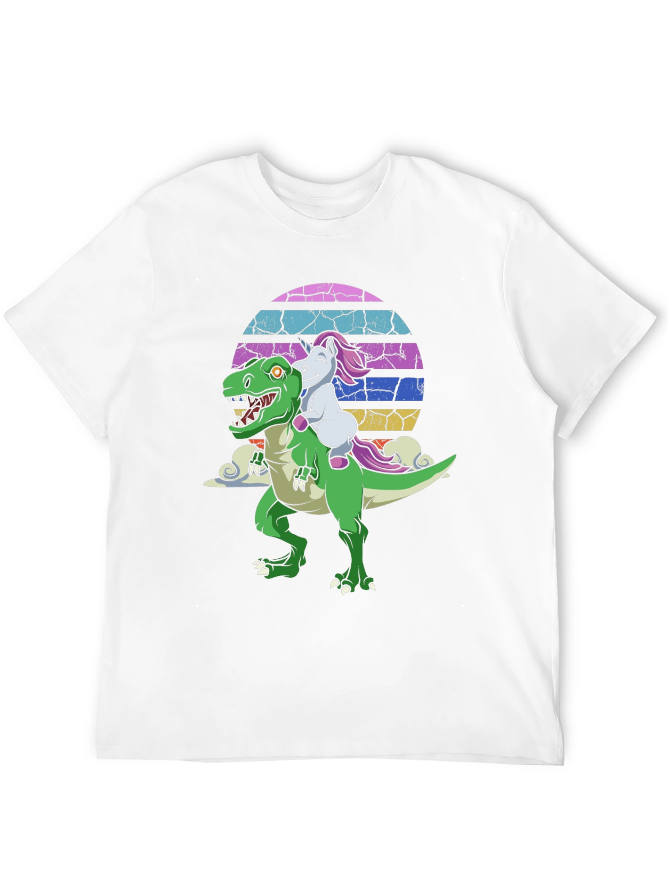 Black Dino & Unicorn Sunset T-Shirt view 12