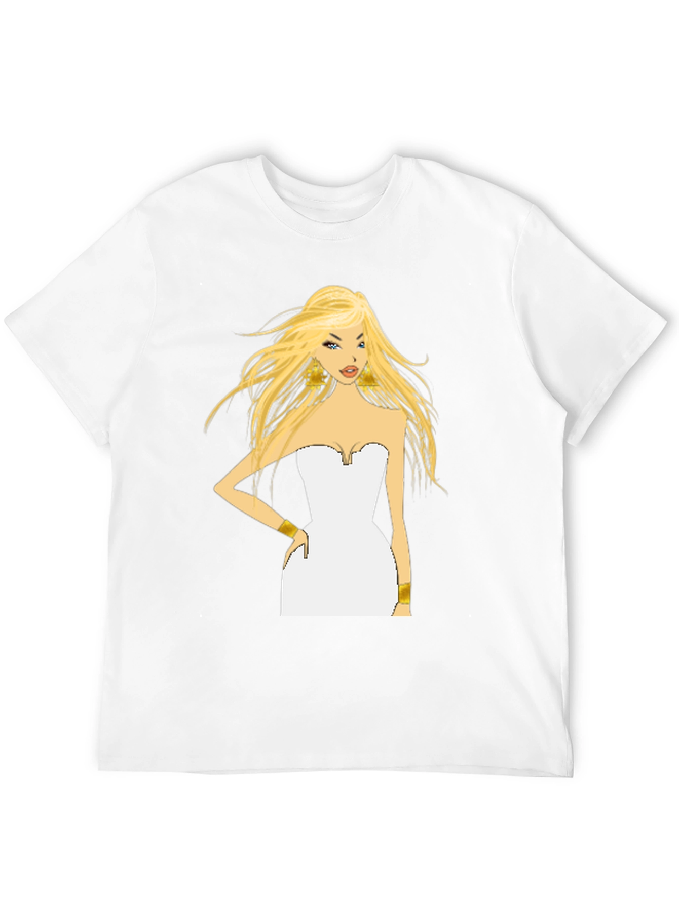Black Blonde Cartoon Woman Black T-Shirt view 12