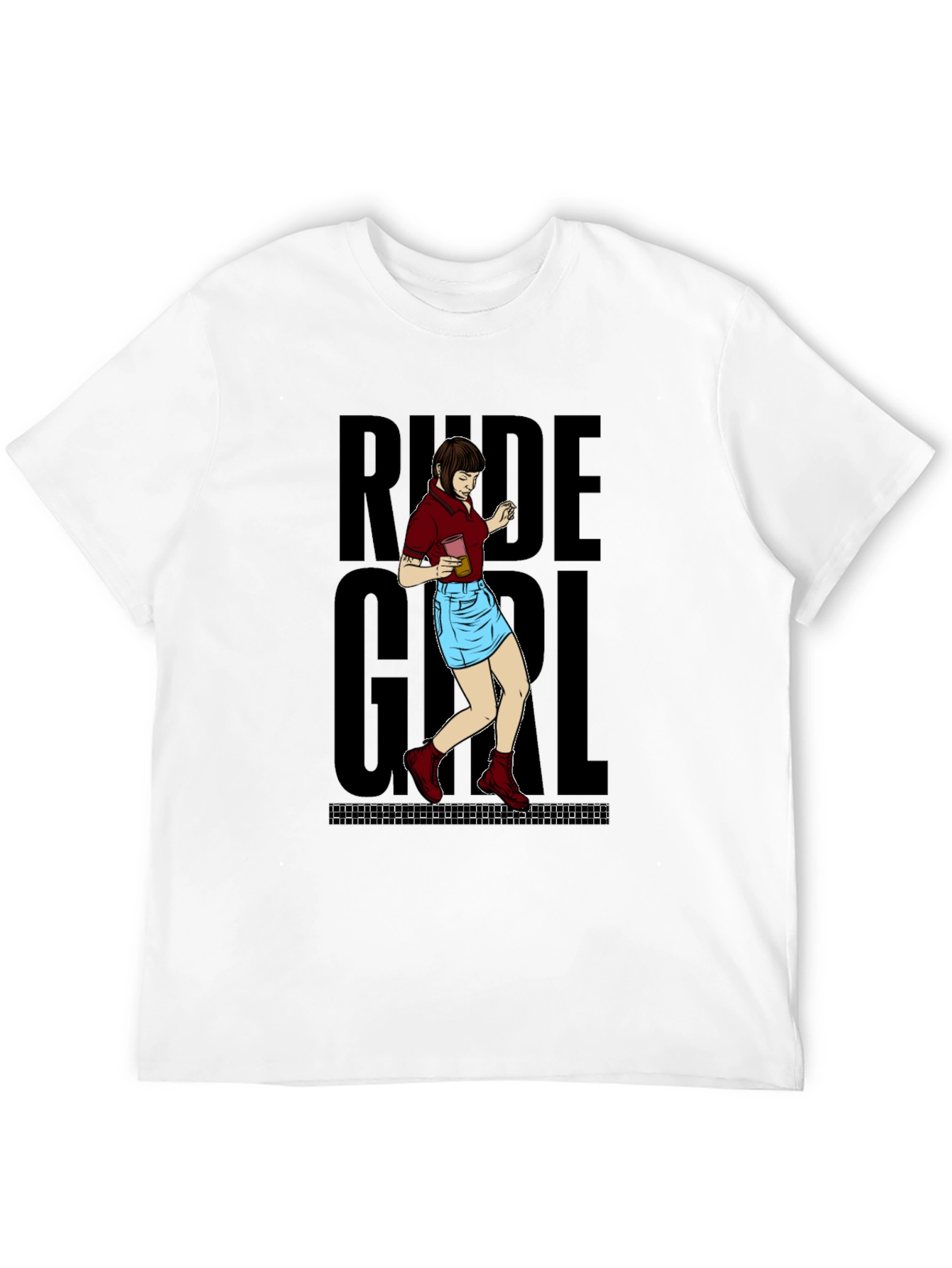 Black Rude Girl Graphic T-Shirt - Black Crew Neck Tee view 12