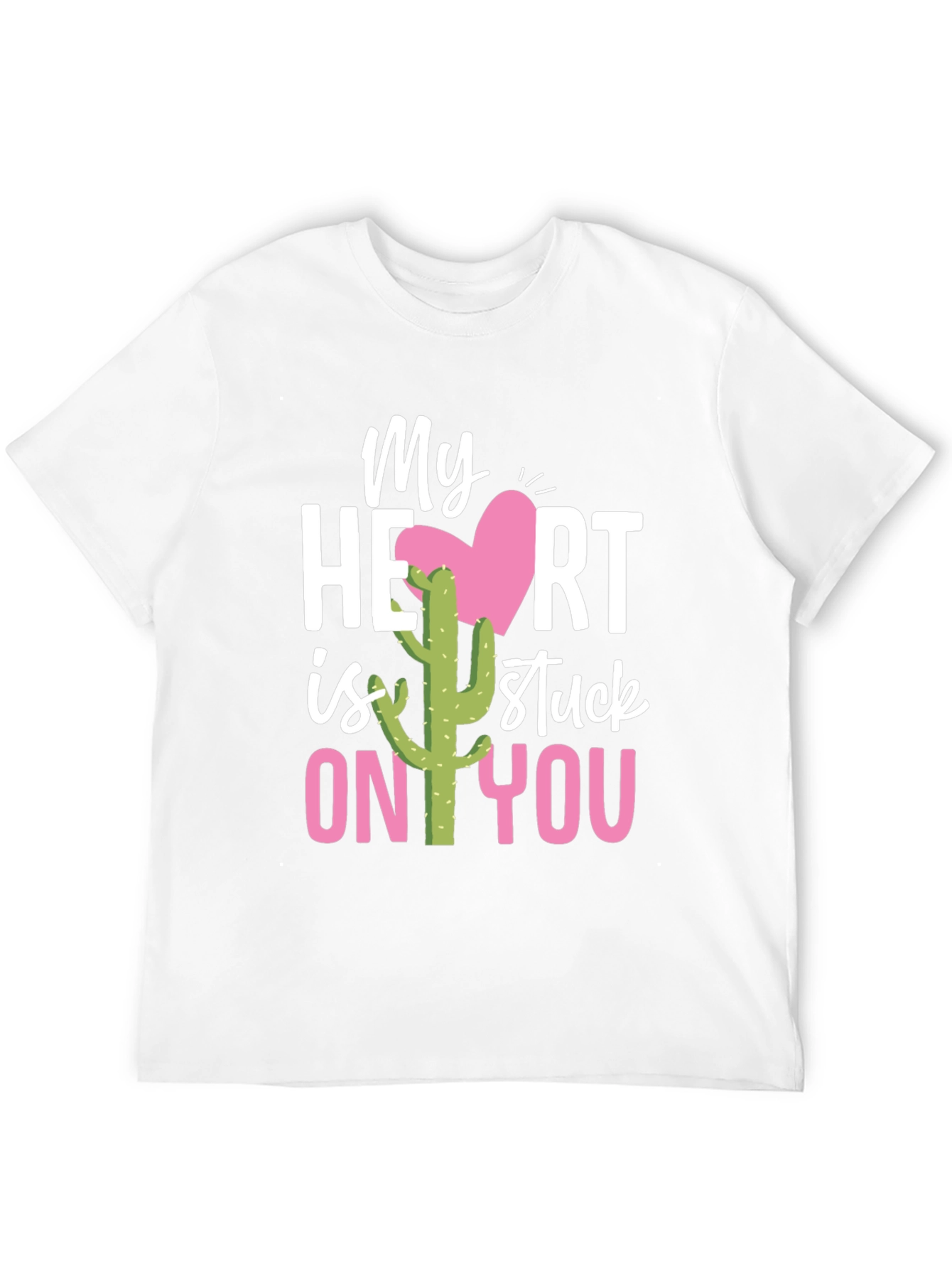 Black Stuck On You Valentine's Day Cactus T-Shirt view 12