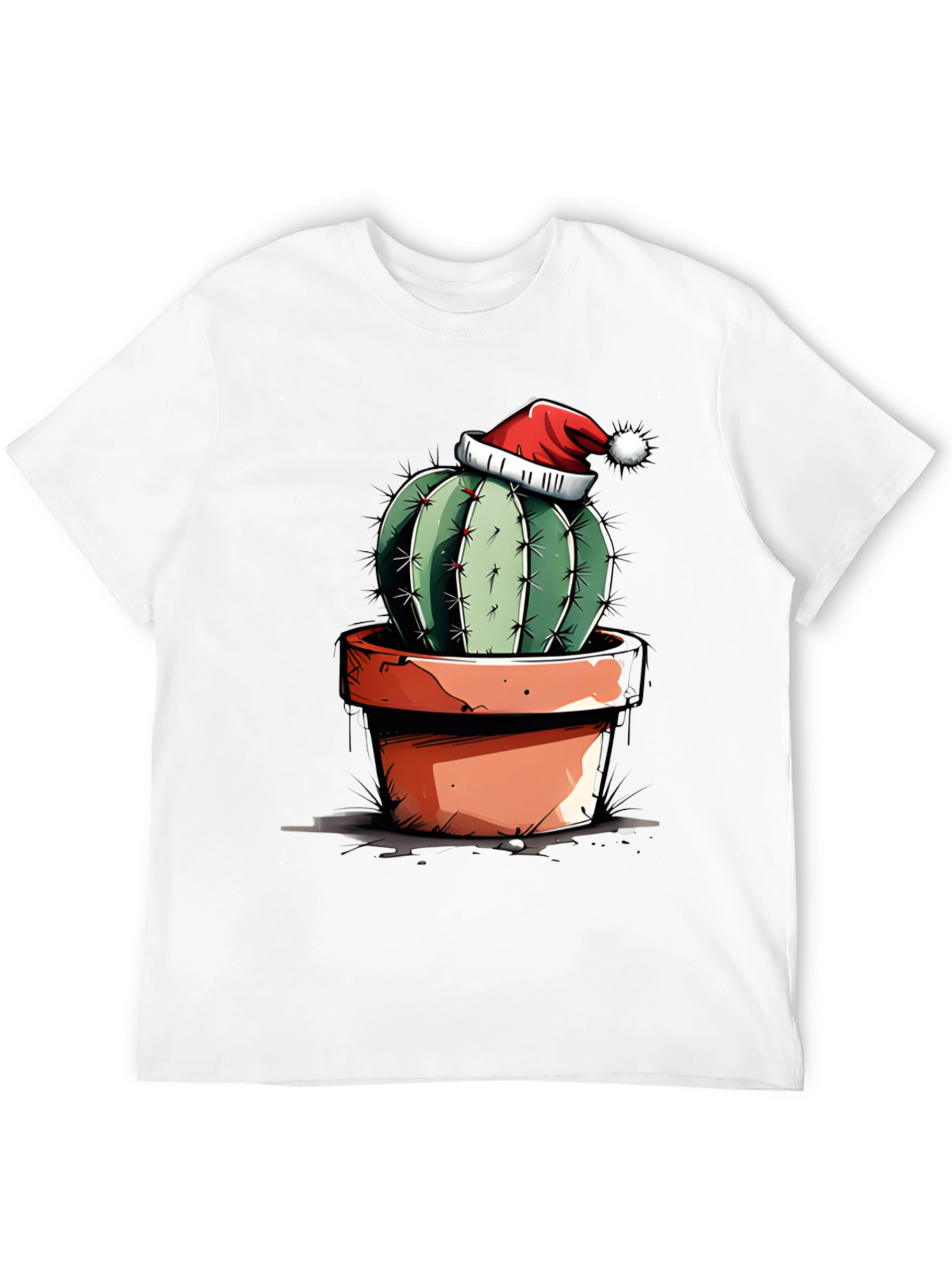 Black Festive Cactus Tee - Holiday Humor Shirt view 12