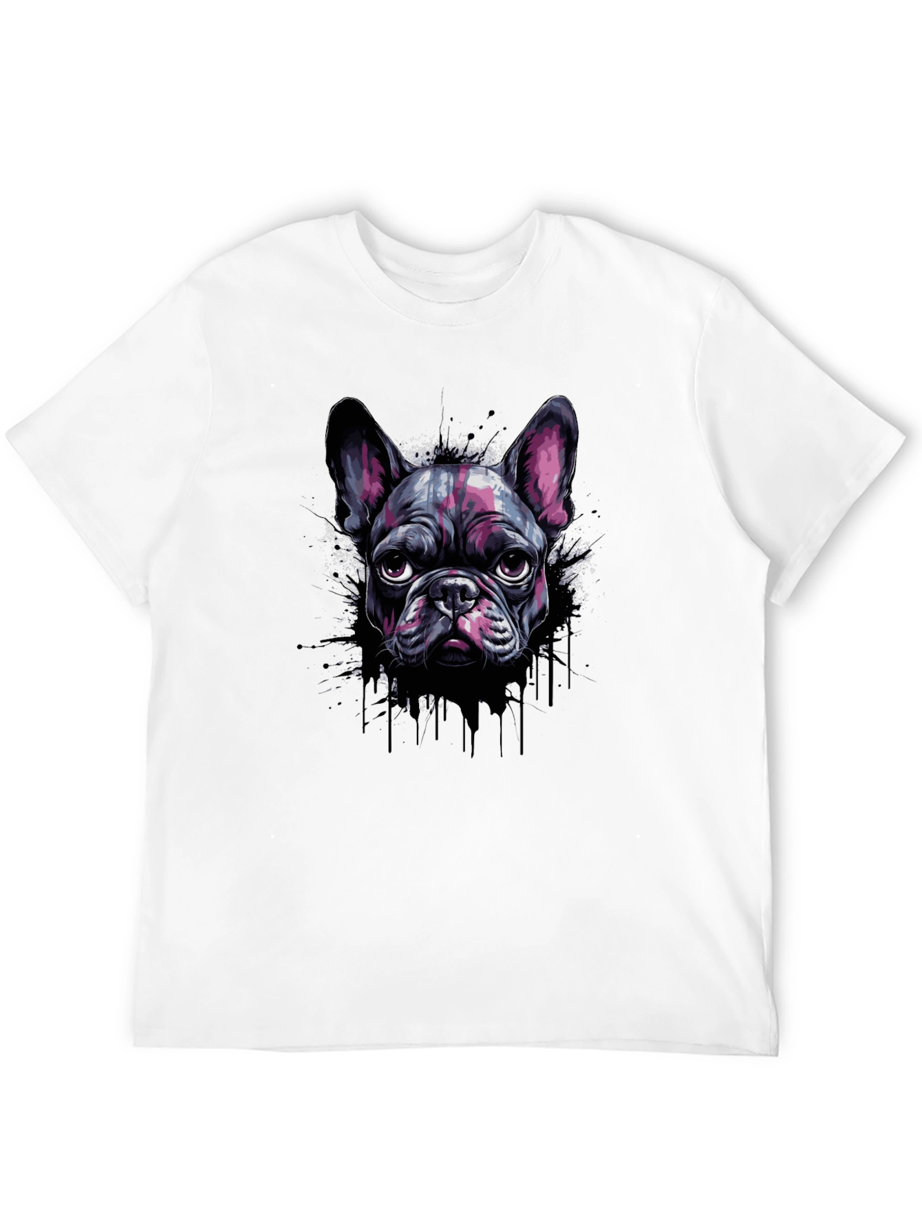 Black Cool French Bulldog Graphic Print Black T-Shirt view 12