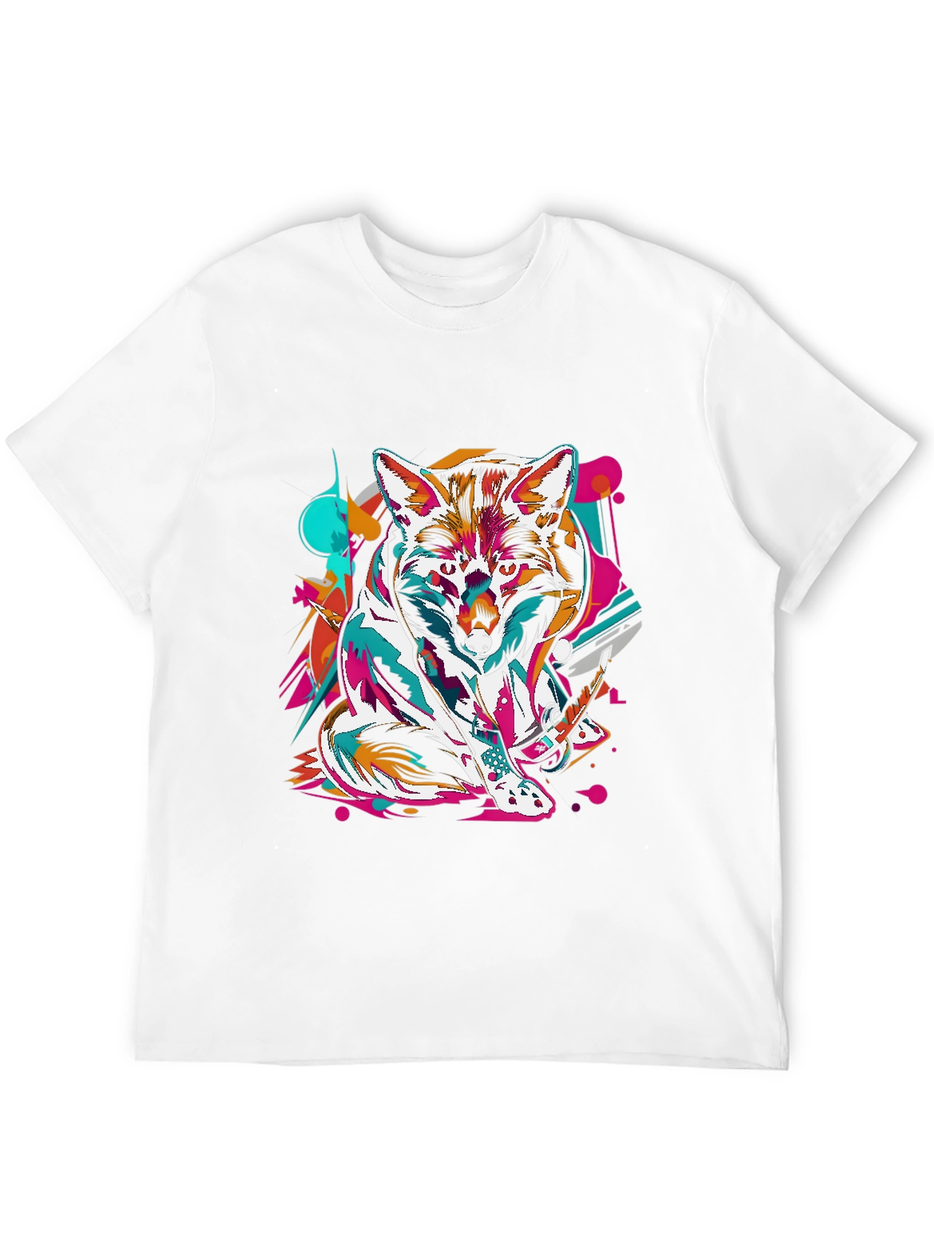 Black Abstract Fox Graphic Black T-Shirt view 12