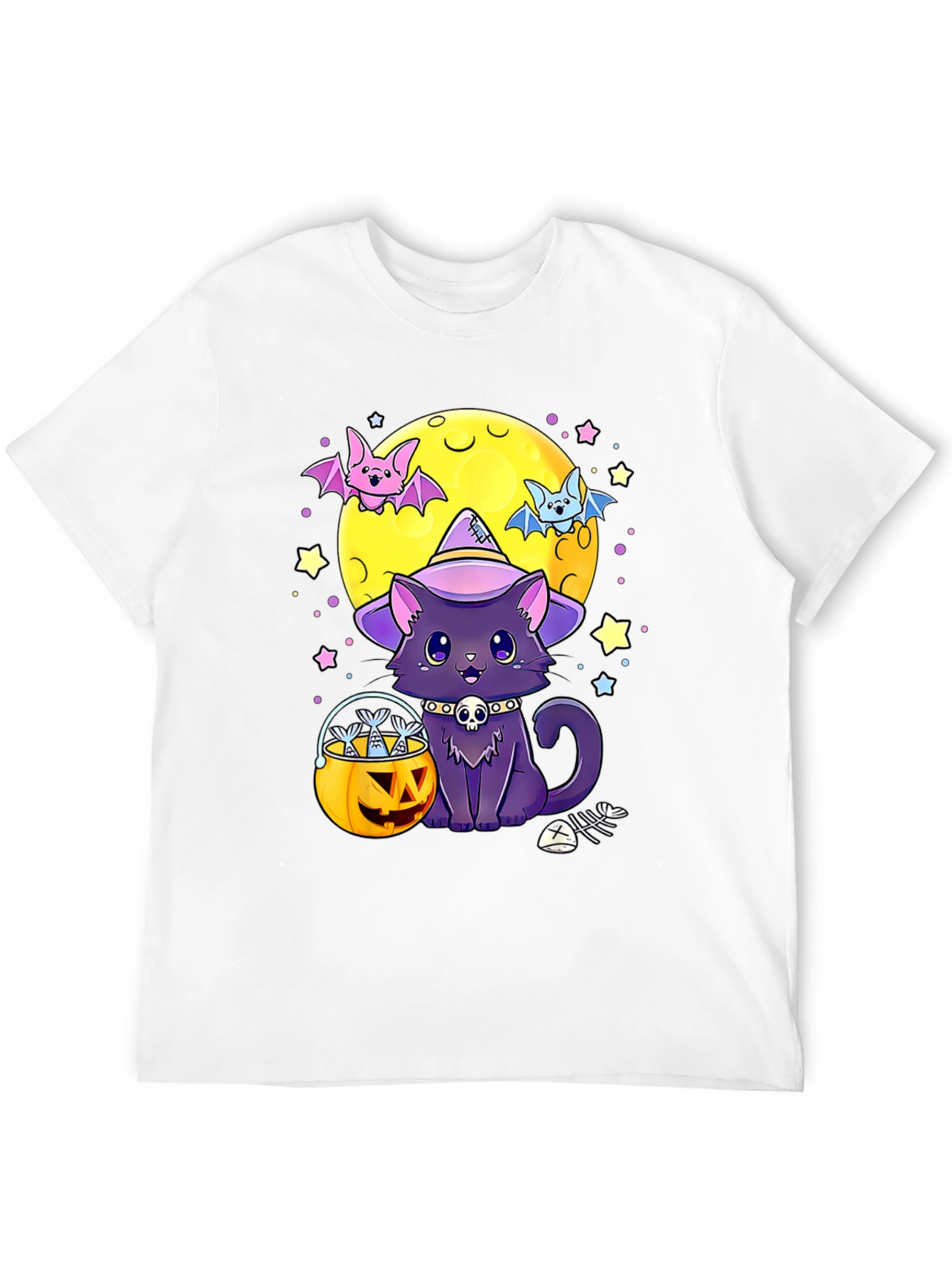 Black Halloween Cat Moon T-Shirt view 12