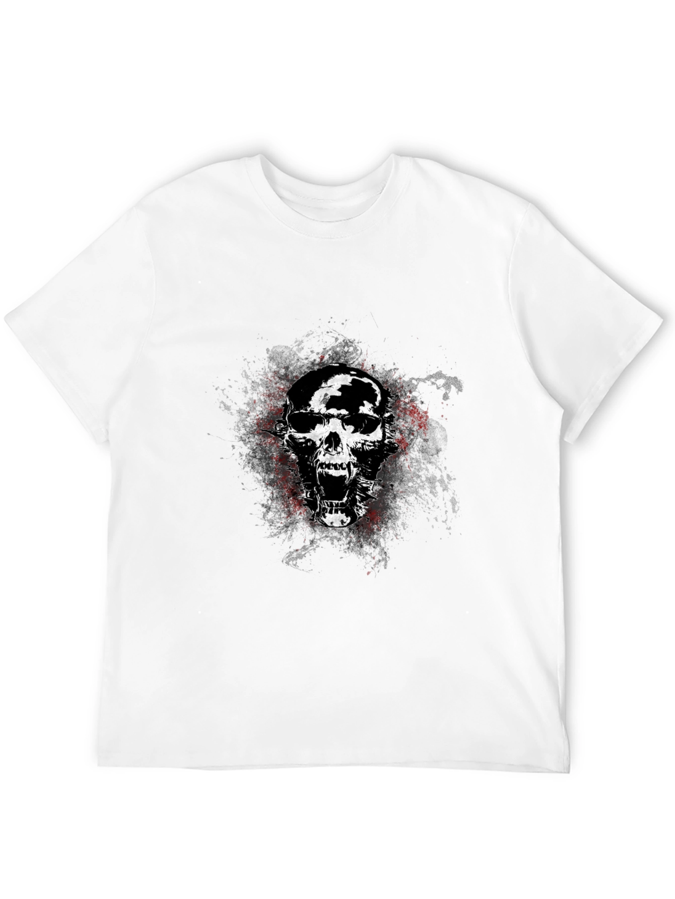 Black Edgy Skull Graphic Tee - Black Cotton Blend T-Shirt view 12