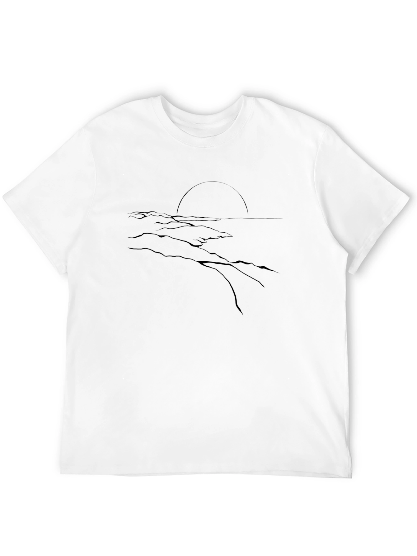 Black Minimalist Horizon Graphic Tee - Soft Cotton Black T-Shirt view 12