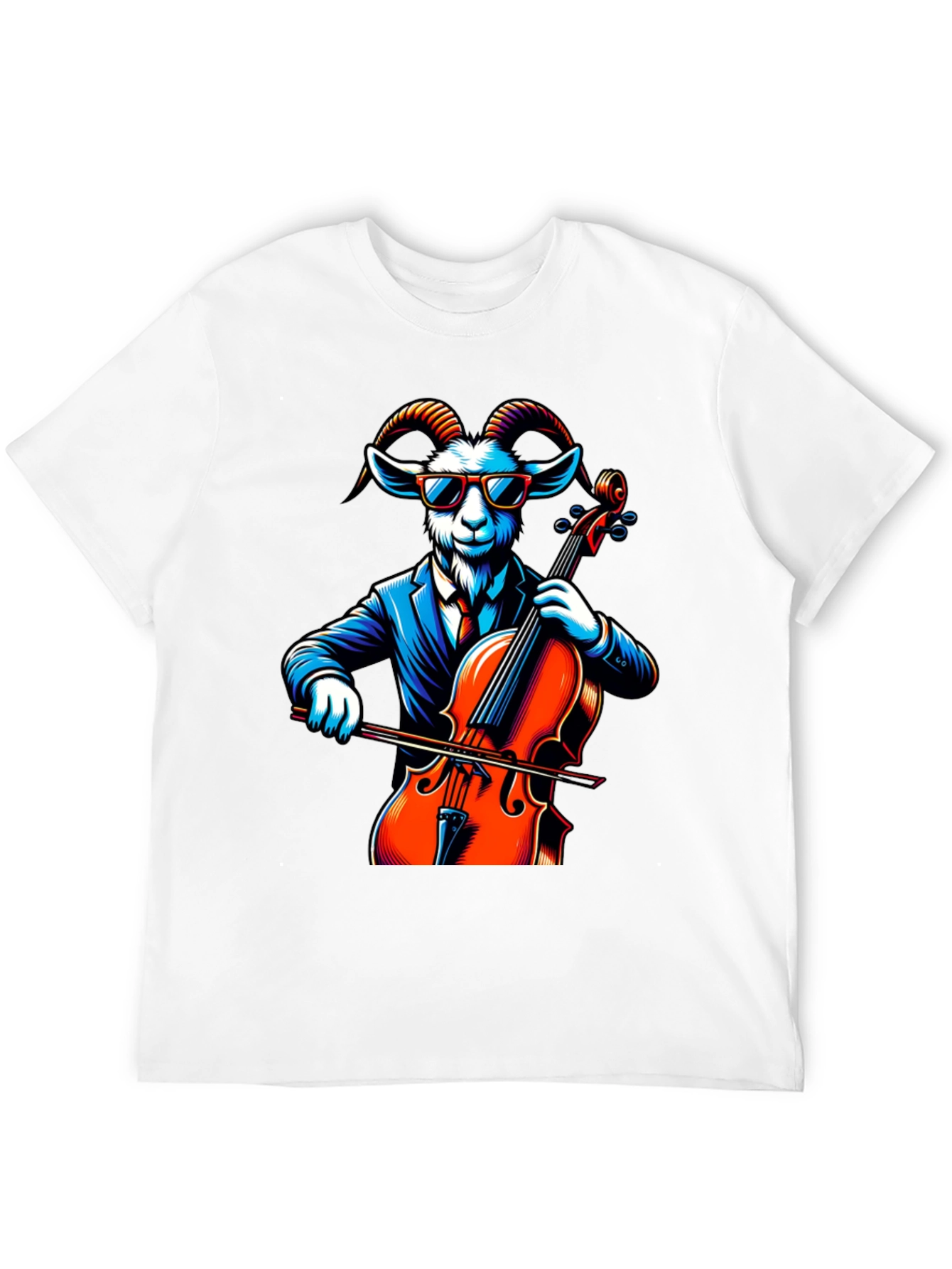 Black Goat Cellist Graphic Tee - Cool Animal Music Lover Shirt view 12
