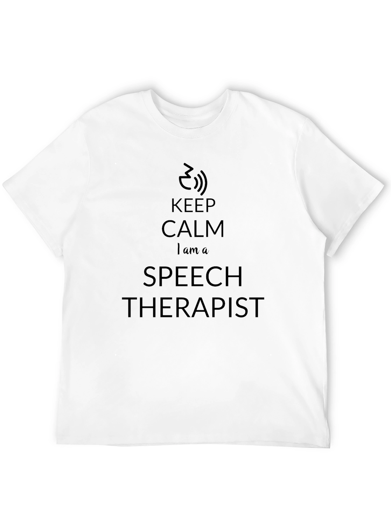 Black Keep Calm Speech Therapist T-Shirt - Black view 12