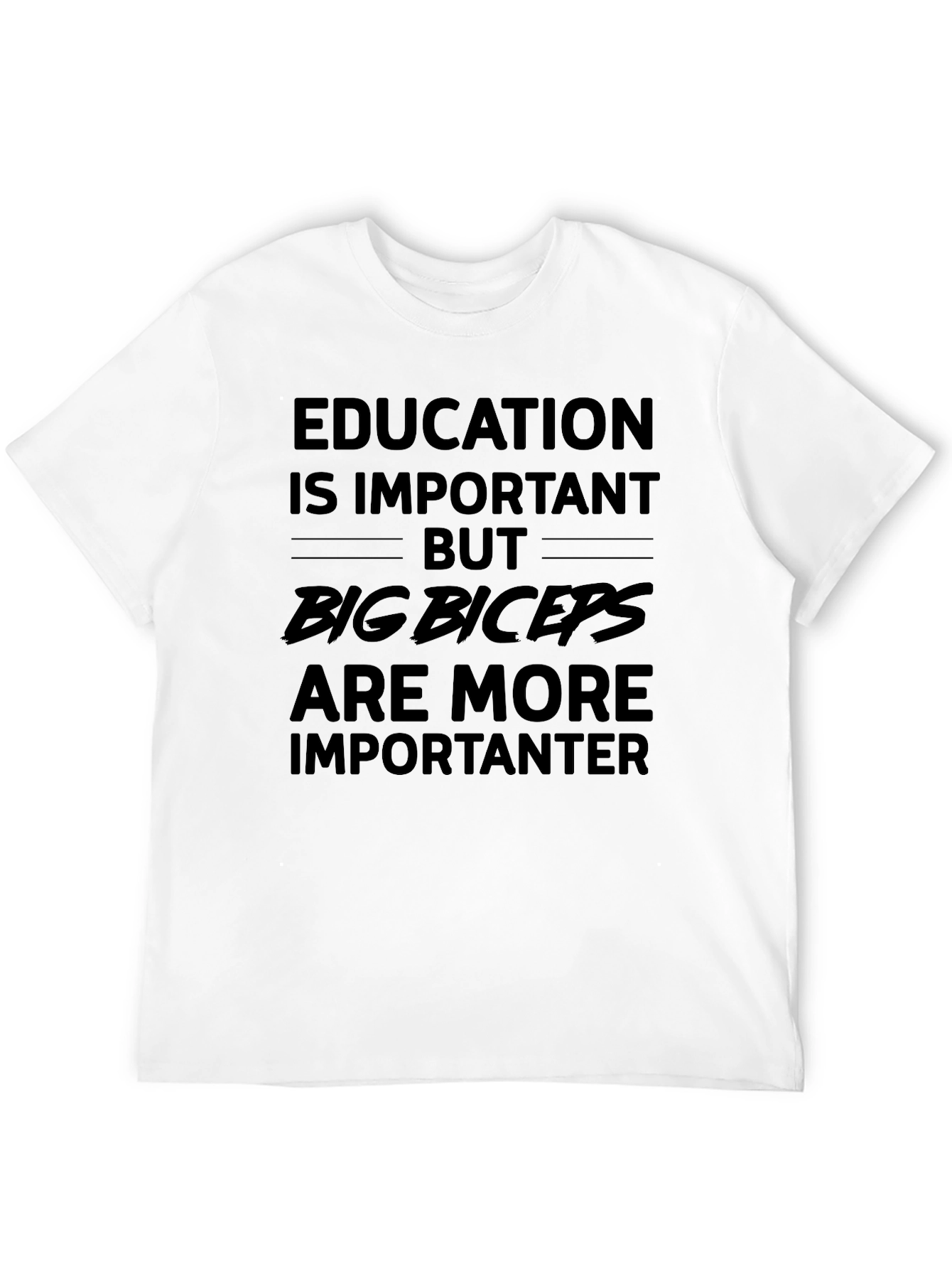 Black Funny Biceps T-Shirt - Education vs. Muscles view 12