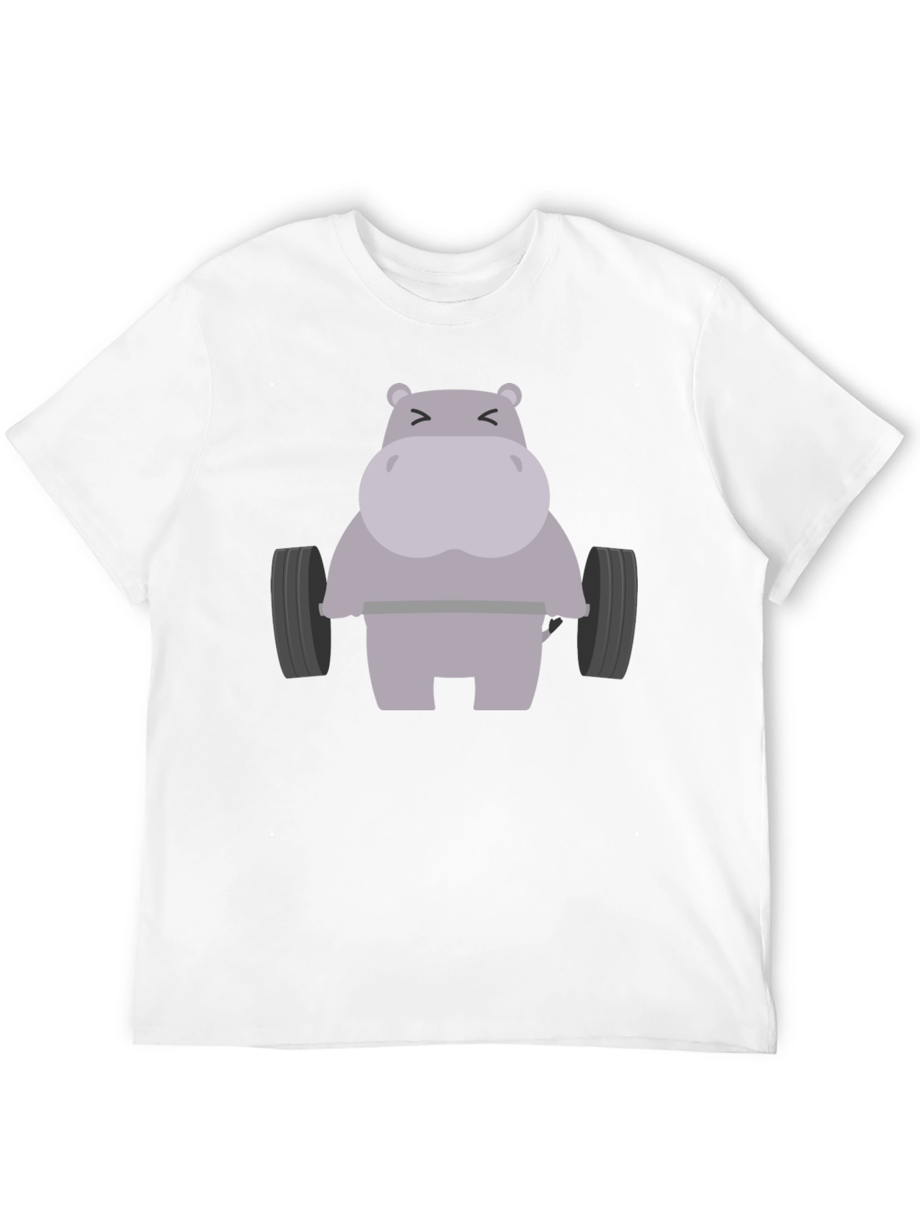 Black Hippo Lifting Weights Graphic T-Shirt - Gym Humor view 12