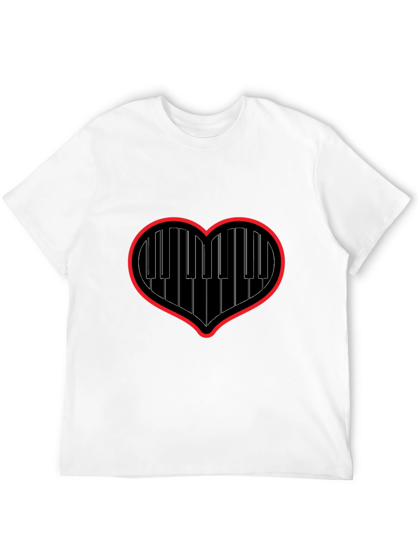 Black Piano Heartbeat Tee - Music Lover's Black T-Shirt view 12
