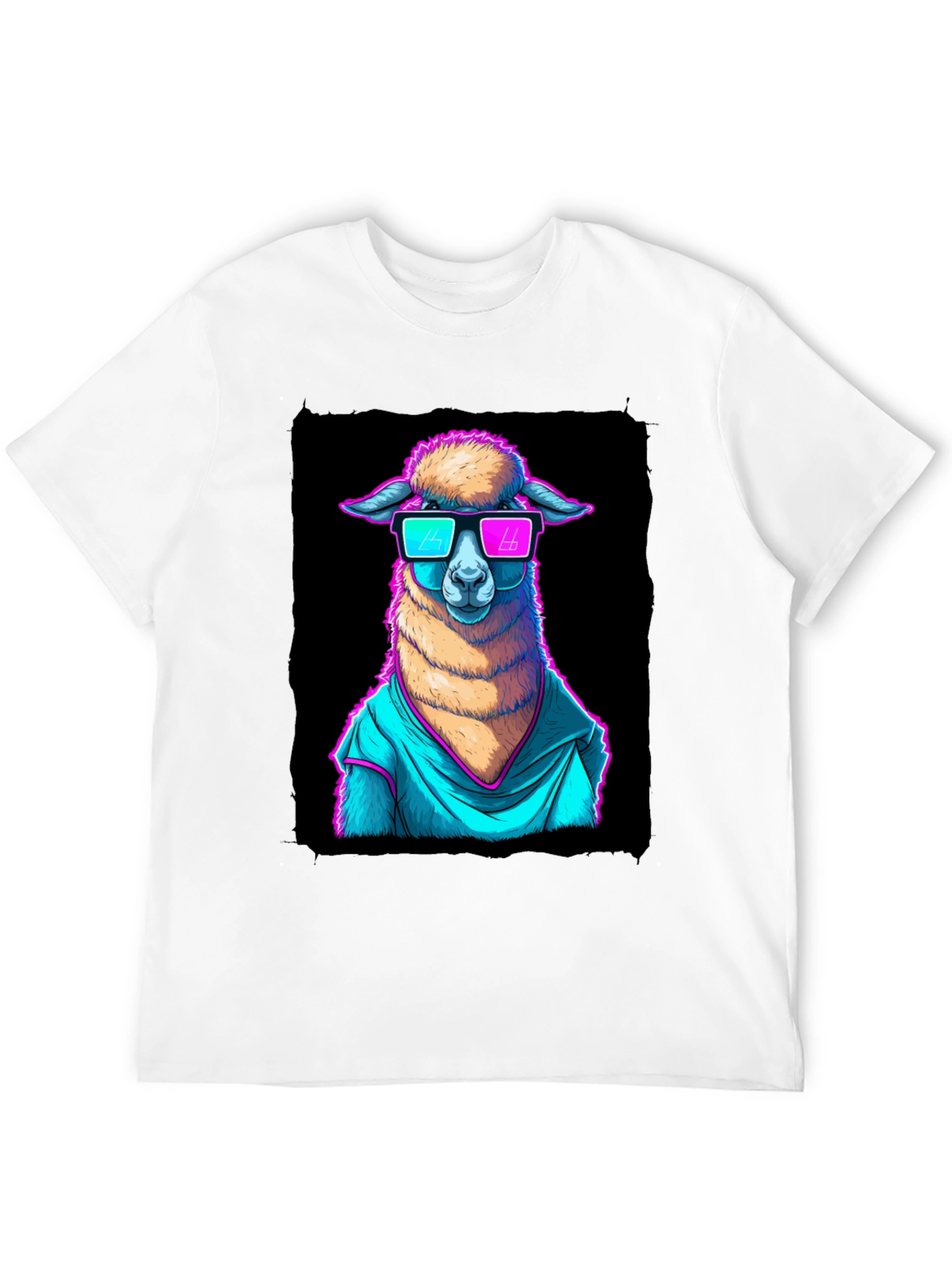 Black Cool Llama Graphic Tee - Retro Style view 12