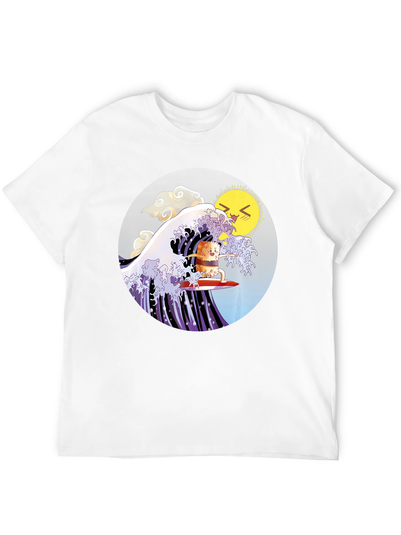 Black Sushi Surfer T-Shirt - Kawaii Wave Design view 12