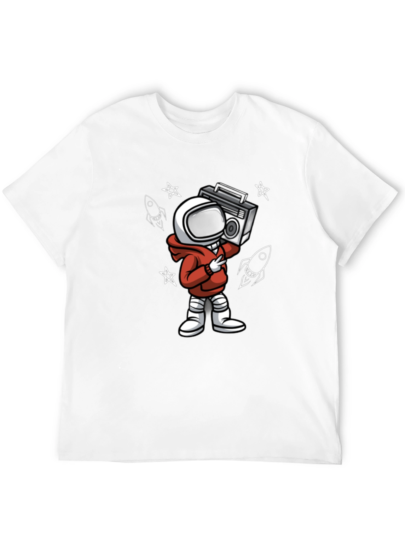 Black Astronaut Boombox Graphic Tee - Stylish Spaceman Design view 12