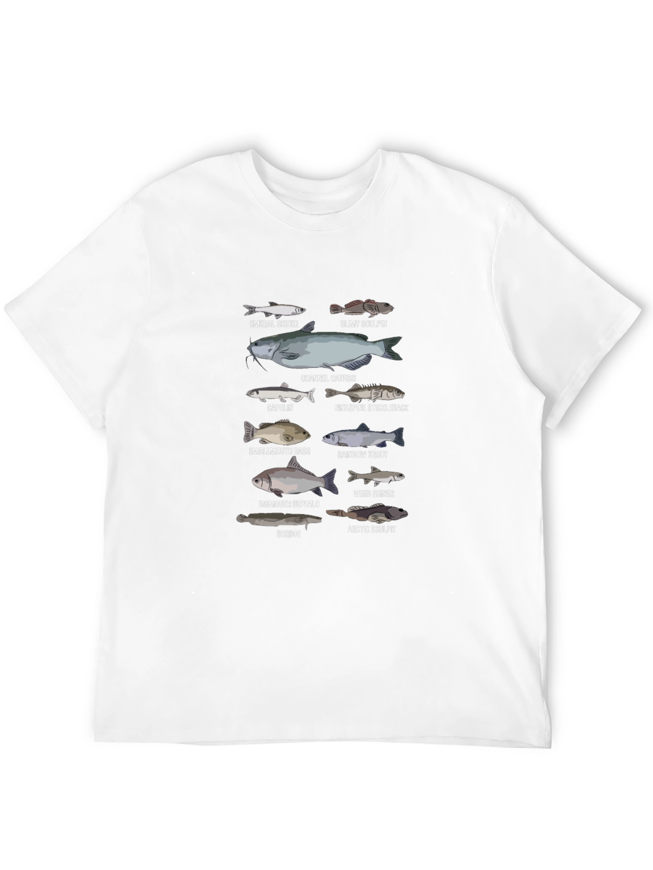 Black Fish Species Graphic Print Black T-Shirt view 12